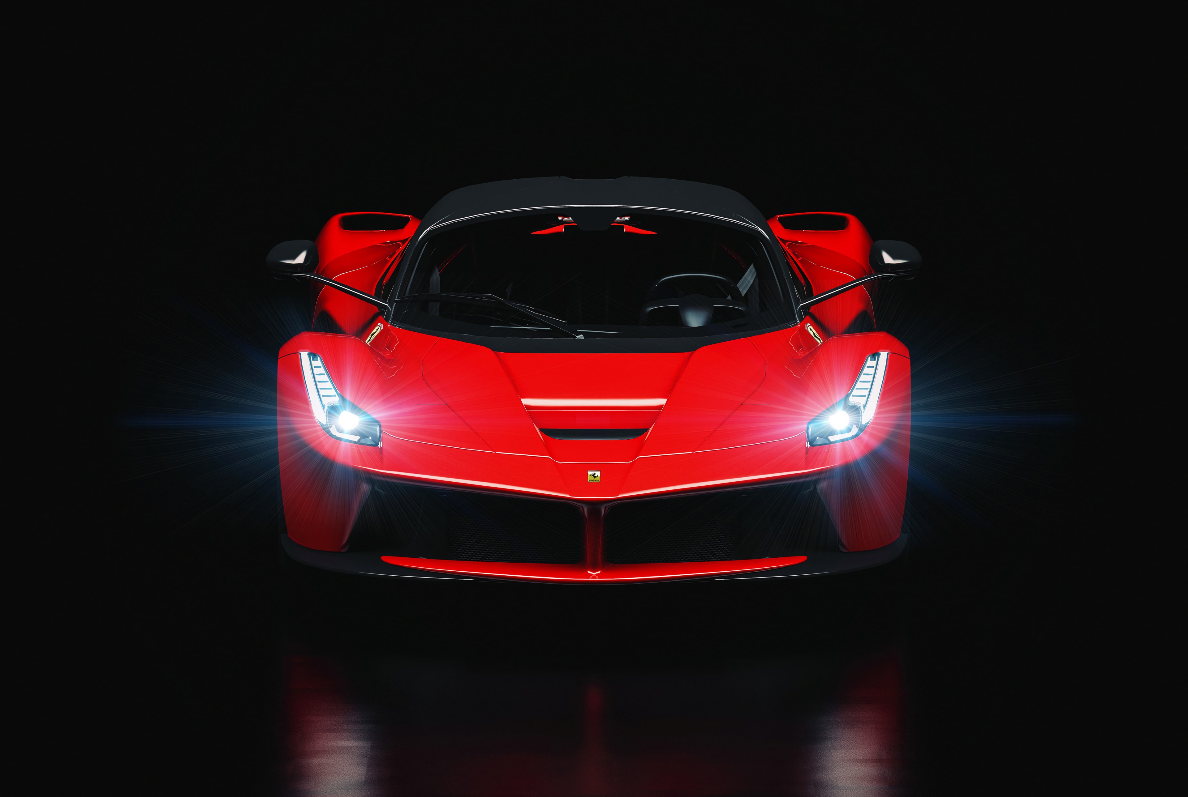 Download mobile wallpaper Lights, Machine, Car, Headlights, Glow, Sports, Cars, Sports Car, Ferrari for free.