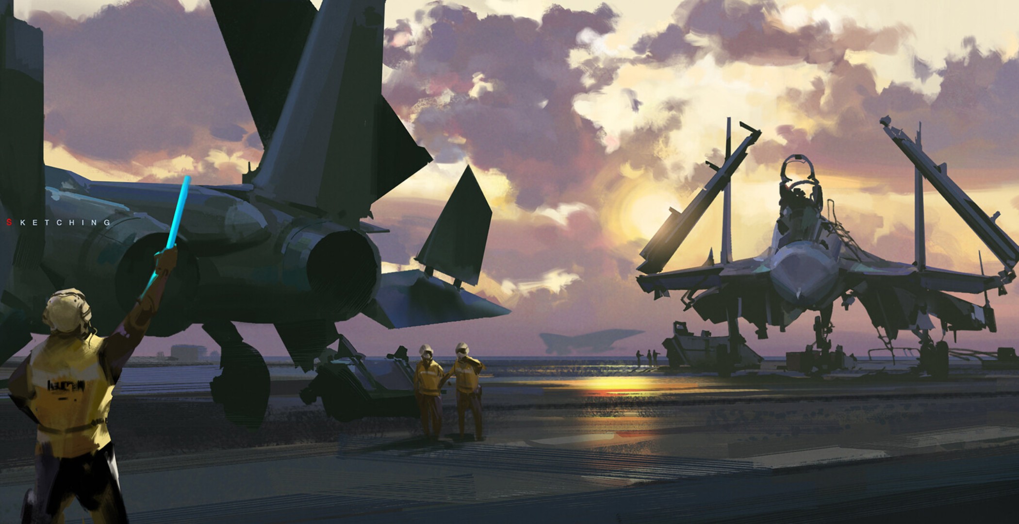 Download mobile wallpaper Sunset, Sky, Aircraft, Military, Jet Fighter, Jet Fighters for free.