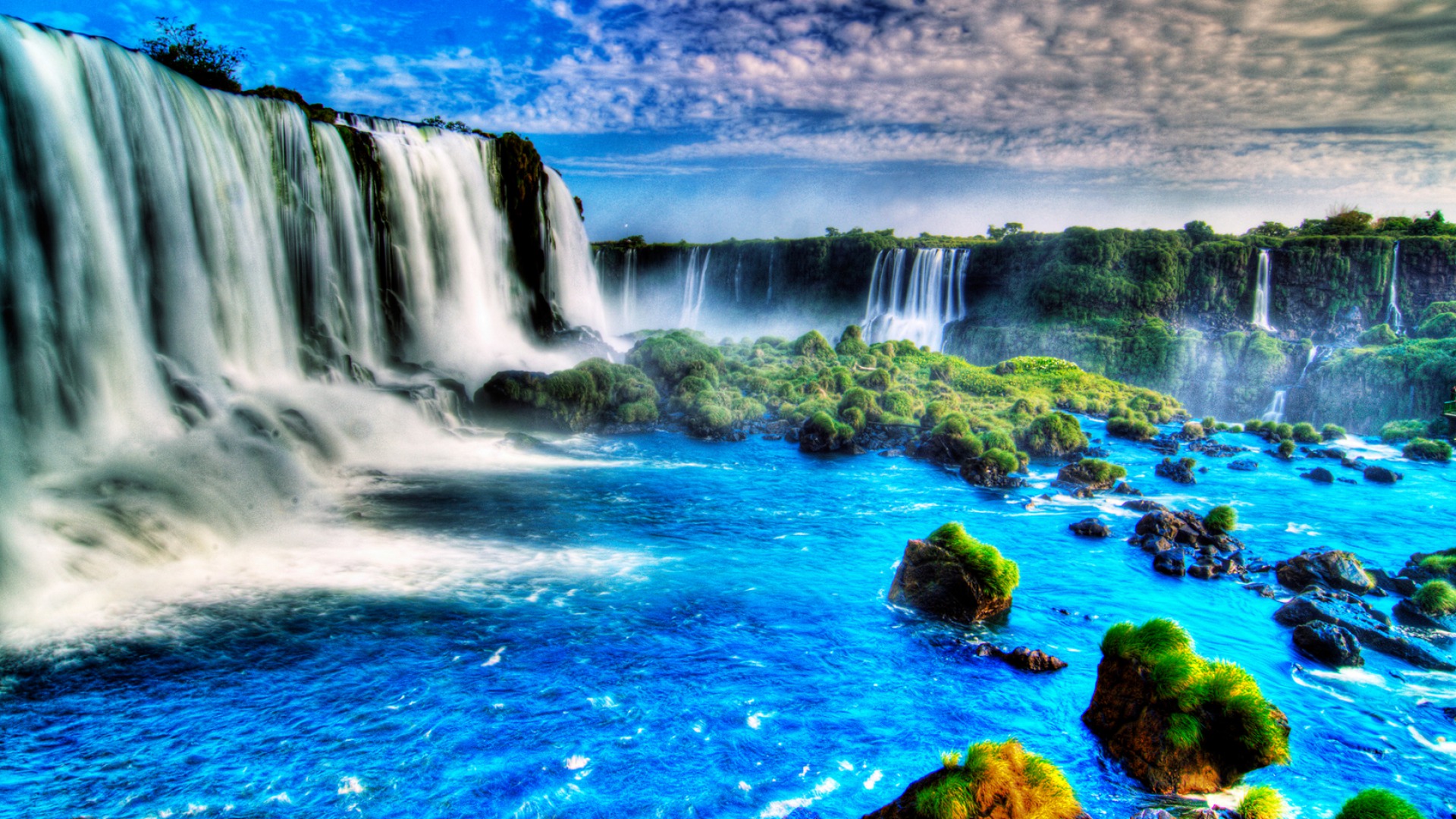 Download mobile wallpaper Sky, Waterfalls, Waterfall, Earth for free.