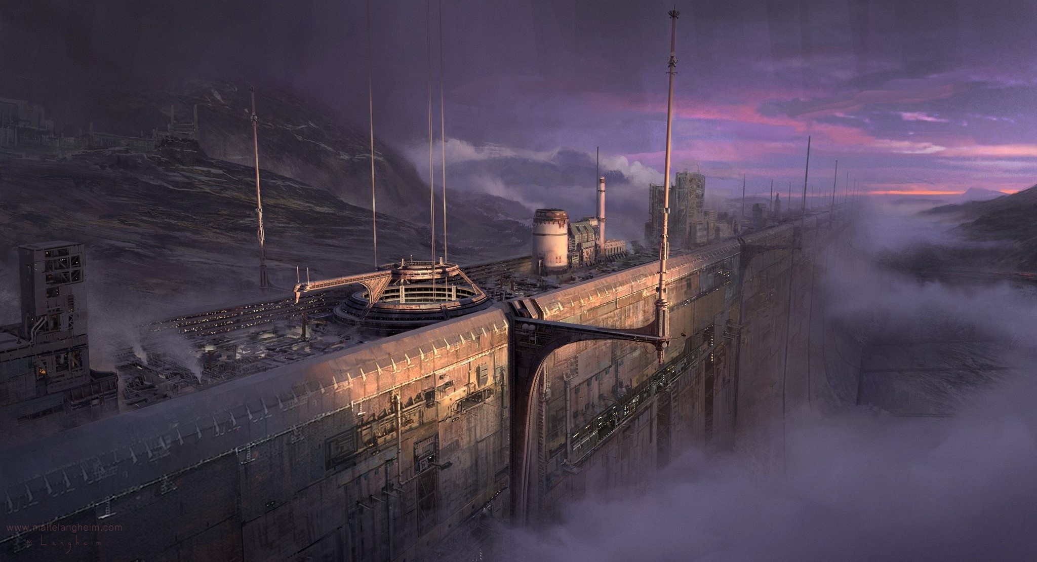 Download mobile wallpaper Landscape, Fog, Wall, Sci Fi for free.