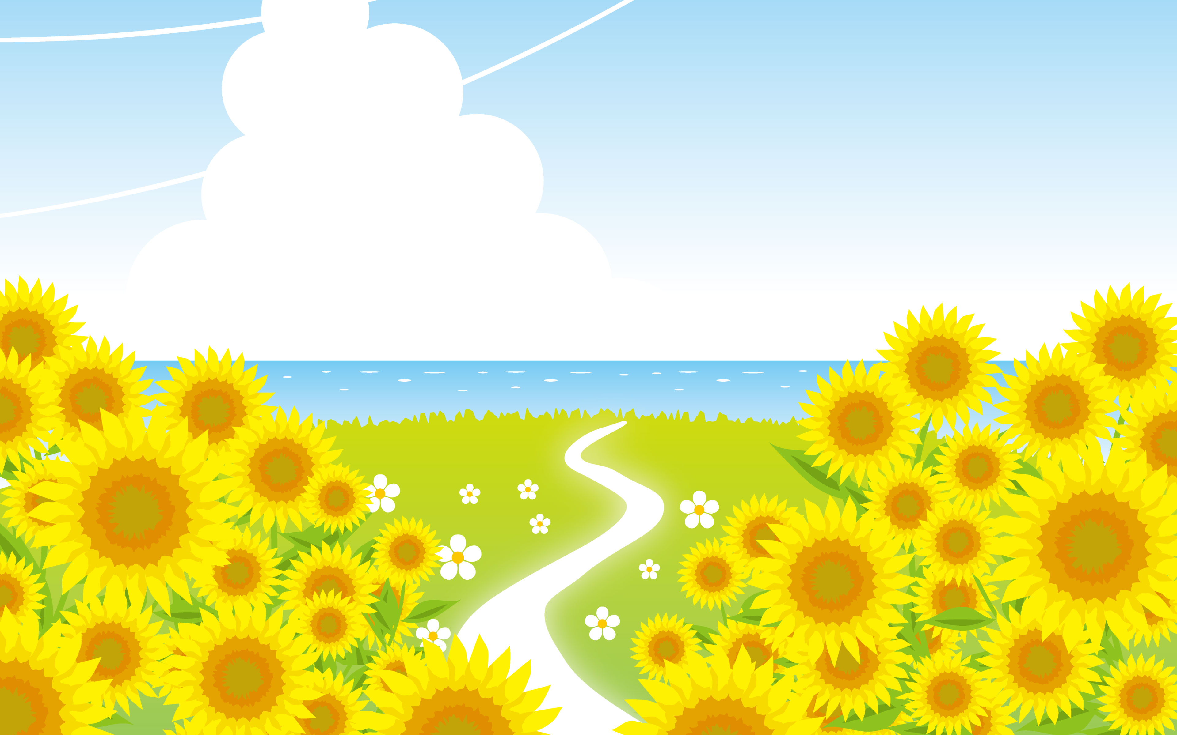 Download mobile wallpaper Vector, Field, Artistic, Sunflower for free.