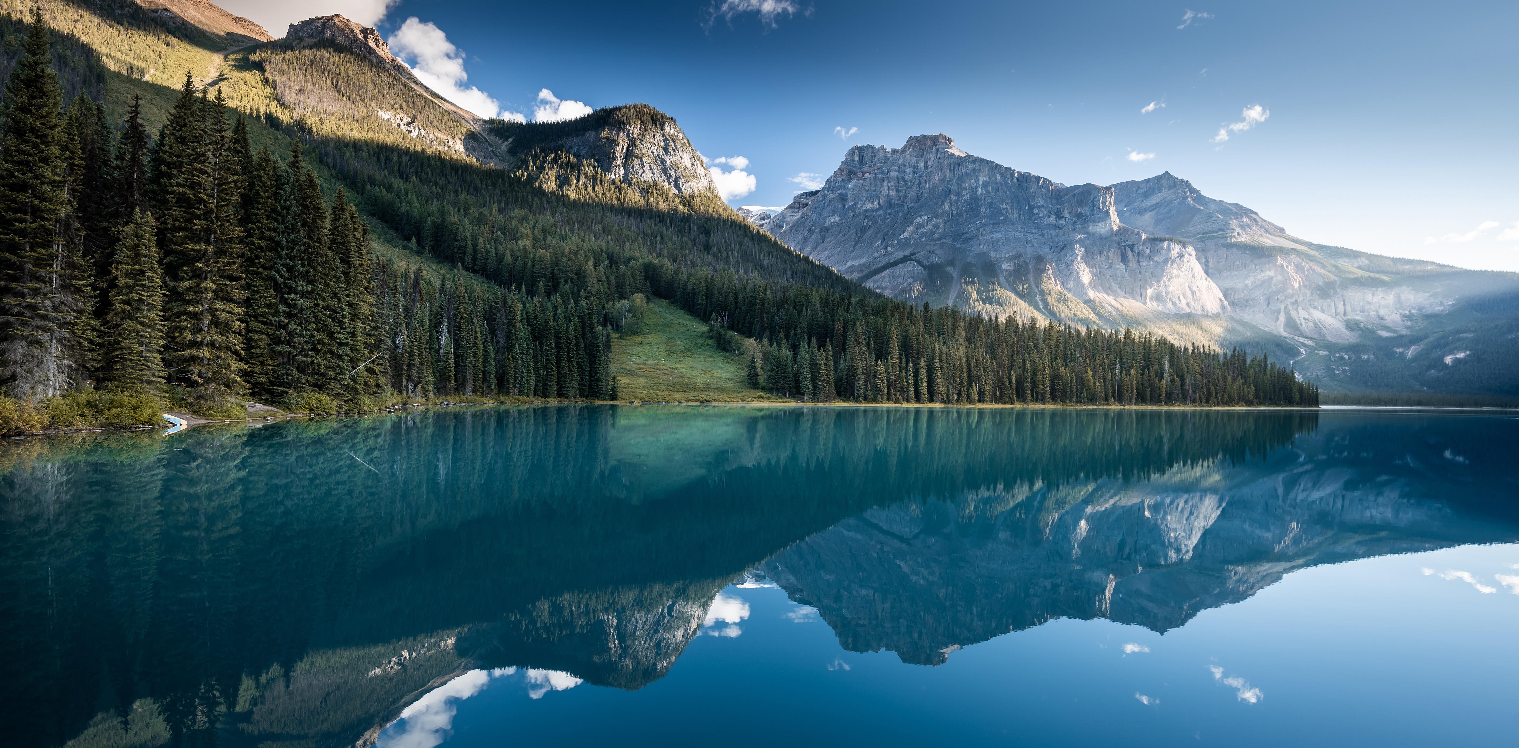 Скачать обои бесплатно Озера, Гора, Озеро, Отражение, Канада, Лес, Альберта, Земля/природа картинка на рабочий стол ПК