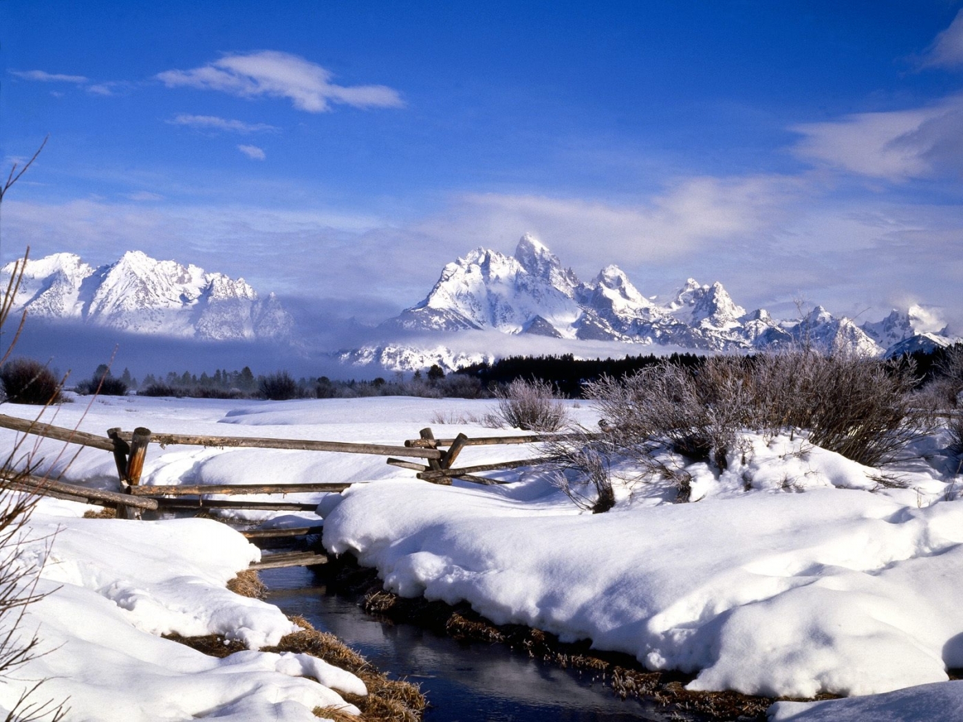 無料モバイル壁紙川, 雪, 風景, 冬をダウンロードします。