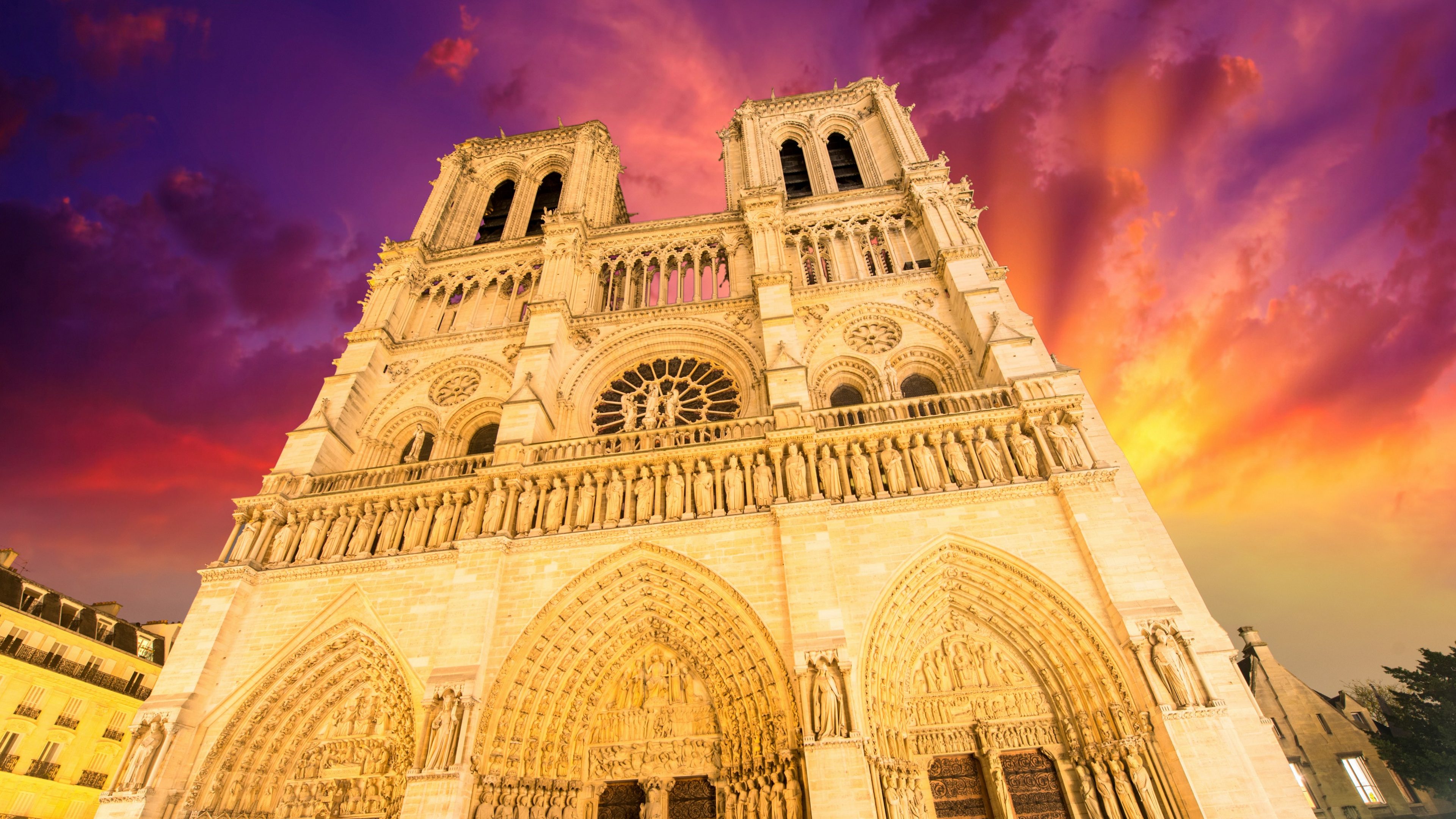 religious, notre dame de paris, architecture, cathedral, church, sky, sunset, cathedrals