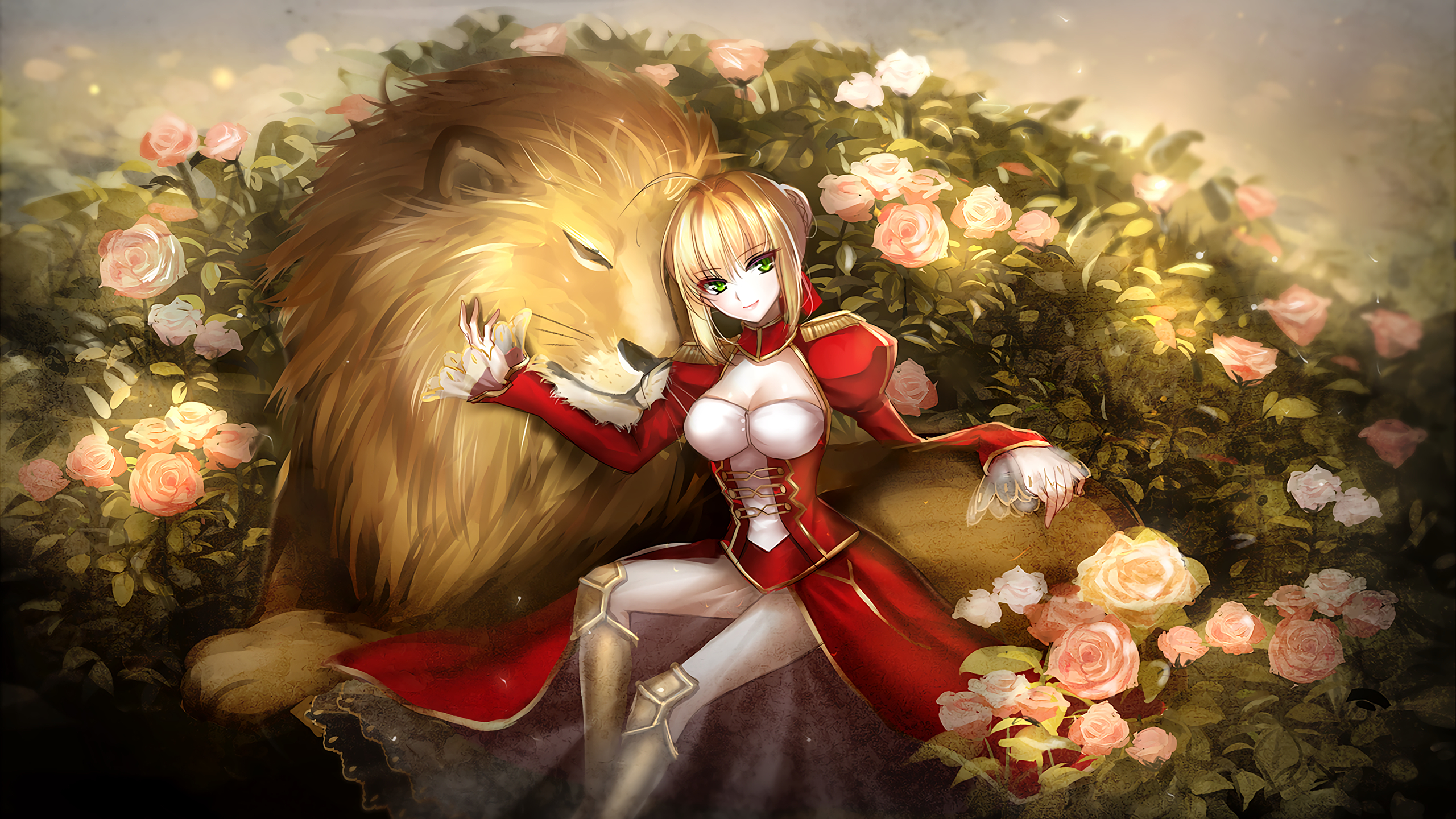 Laden Sie das Löwe, Animes, Säbel (Fate Serie), Roter Säbel, Fate/grand Order, Schicksalsserie-Bild kostenlos auf Ihren PC-Desktop herunter