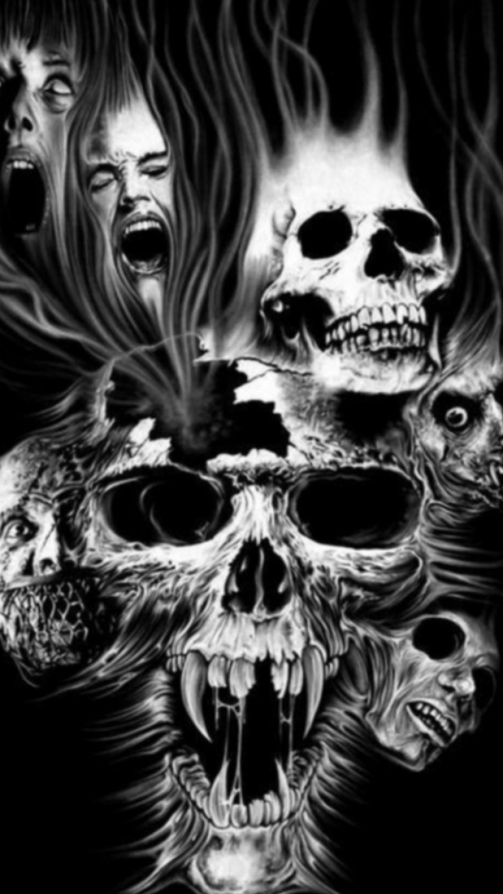 Download mobile wallpaper Dark, Skull for free.