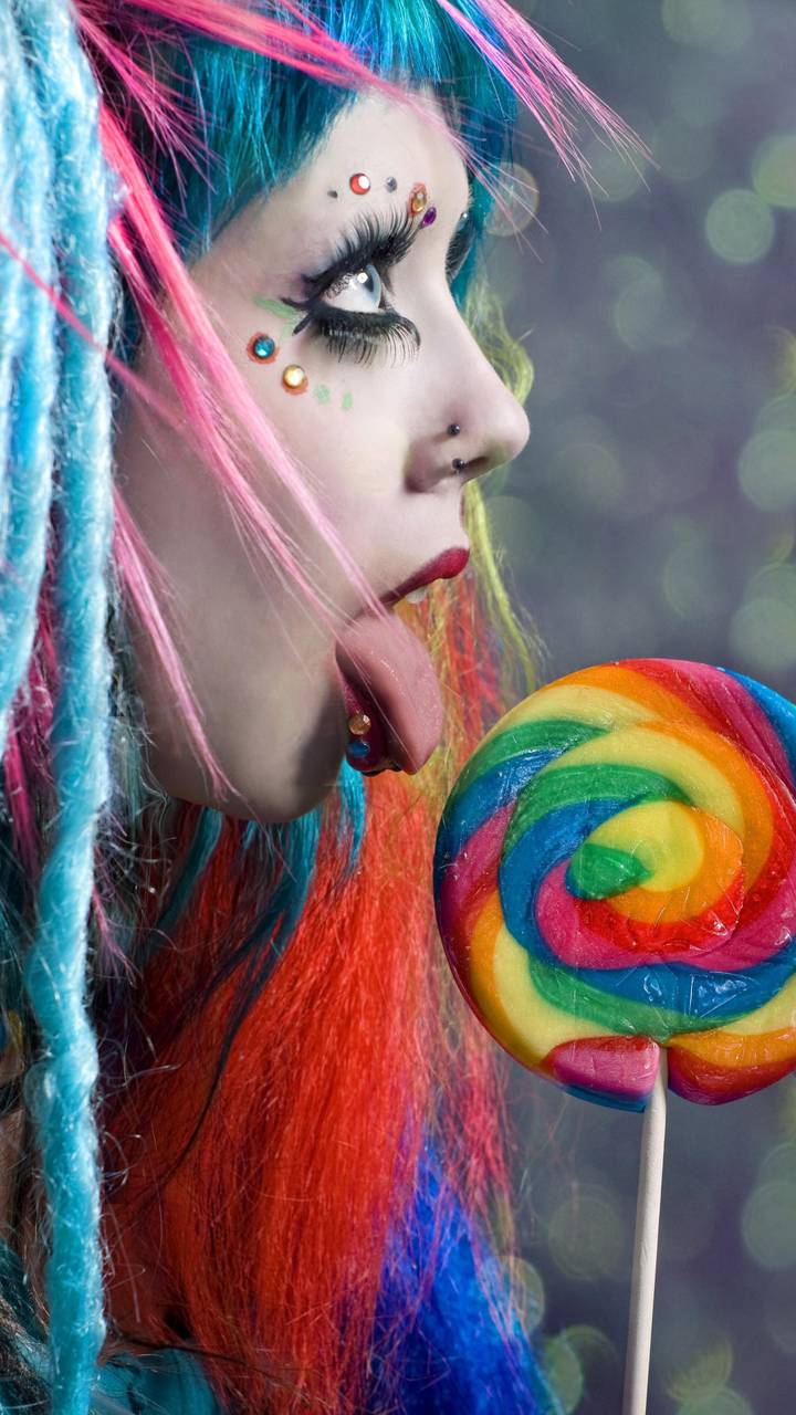 Download mobile wallpaper Colors, Mood, Lollipop, Women, Makeup for free.