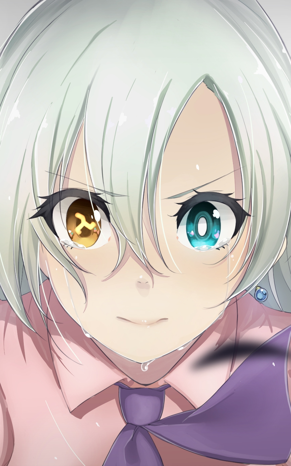 Download mobile wallpaper Anime, Yellow Eyes, Heterochromia, Blue Eyes, Tears, White Hair, Crying, The Seven Deadly Sins, Elizabeth Liones for free.