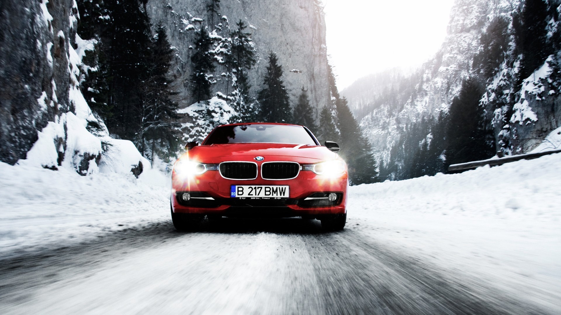 Free download wallpaper Roads, Transport, Auto, Snow, Winter, Bmw, Mountains on your PC desktop