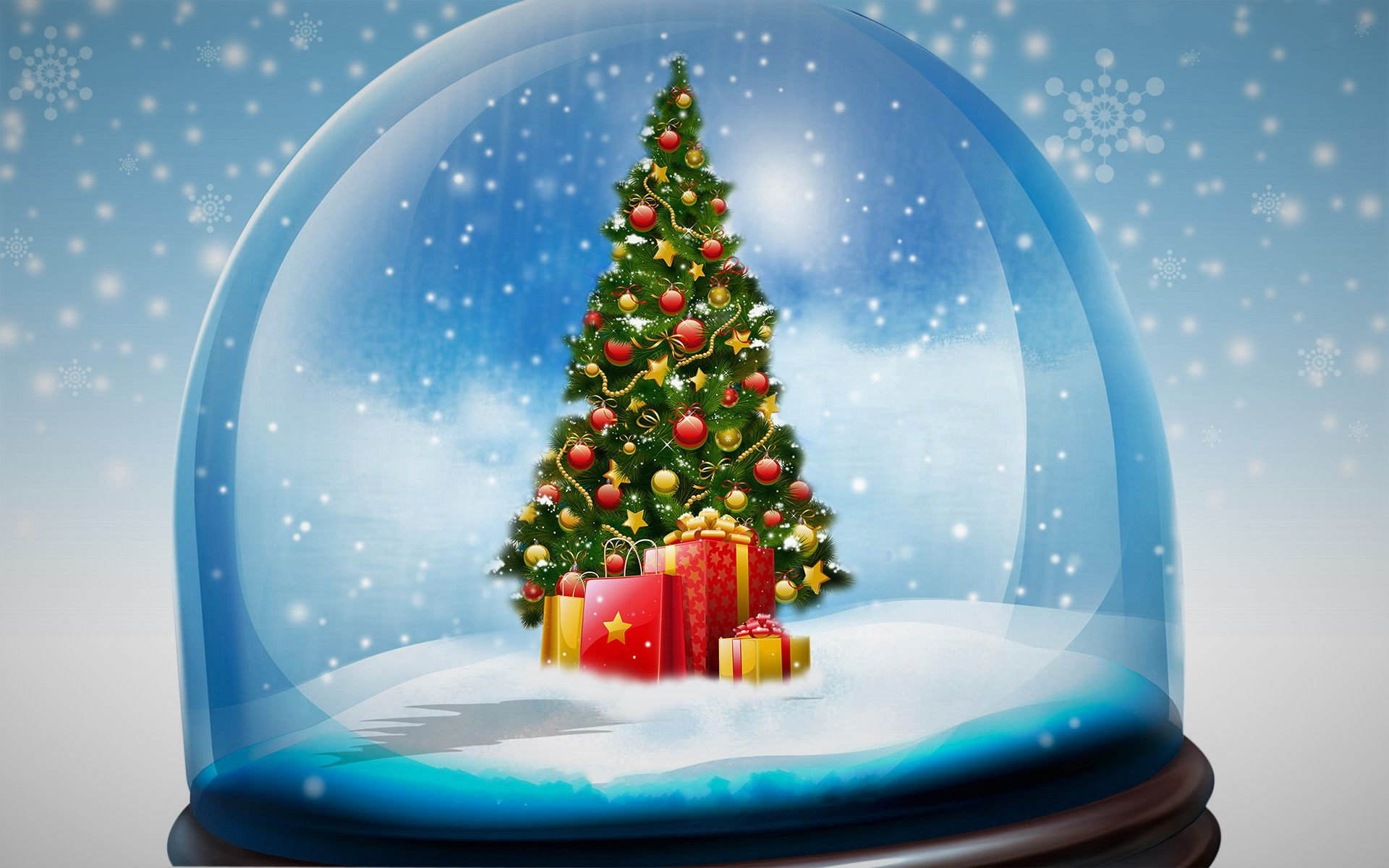 874787 скачать картинку подарки, рождественская елка, праздничные, рождество, рождественские украшения, снежный шар - обои и заставки бесплатно