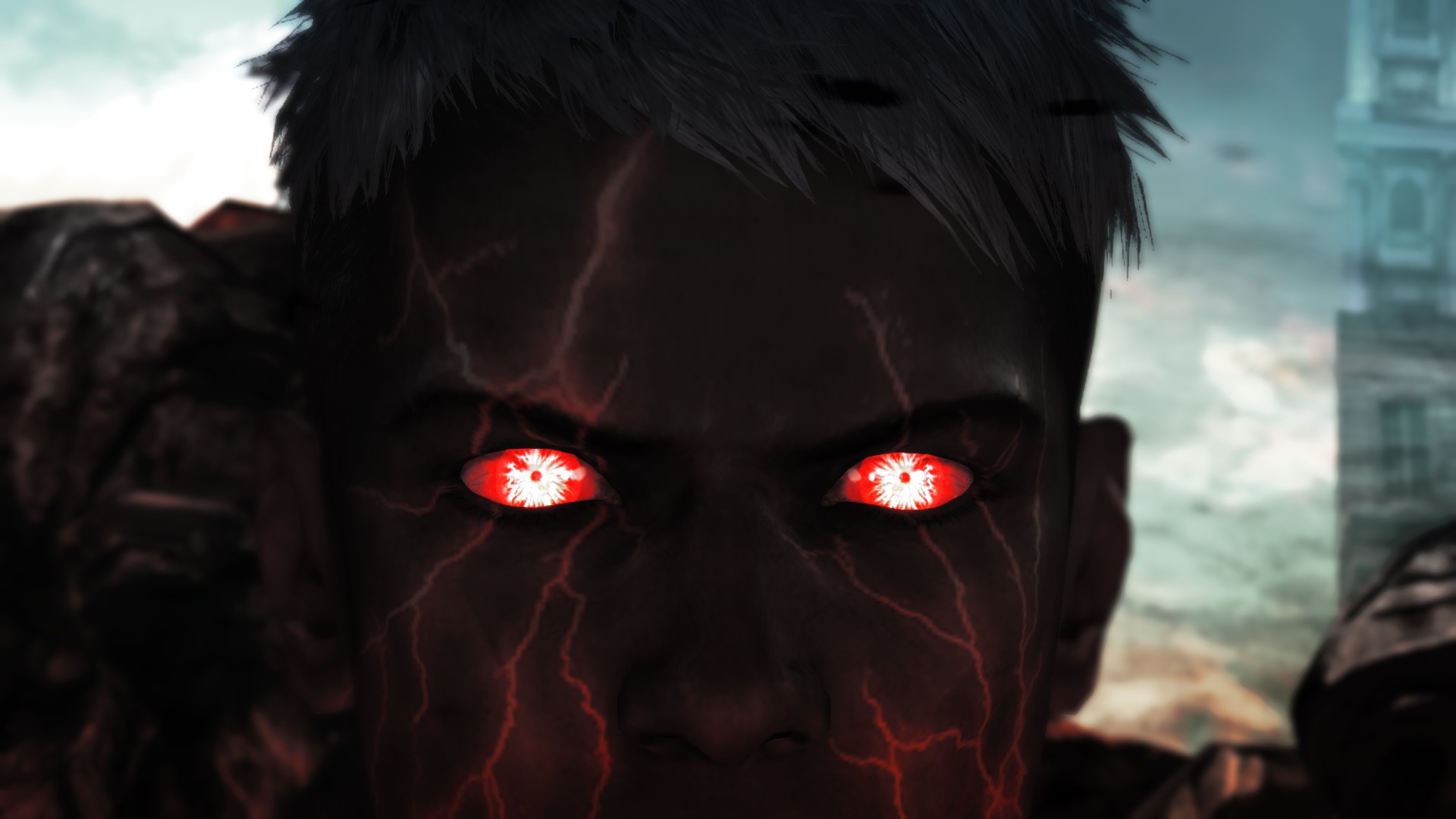 Download mobile wallpaper Devil May Cry, Close Up, Red Eyes, Video Game, White Hair, Dante (Devil May Cry), Glowing Eyes, Dmc: Devil May Cry for free.