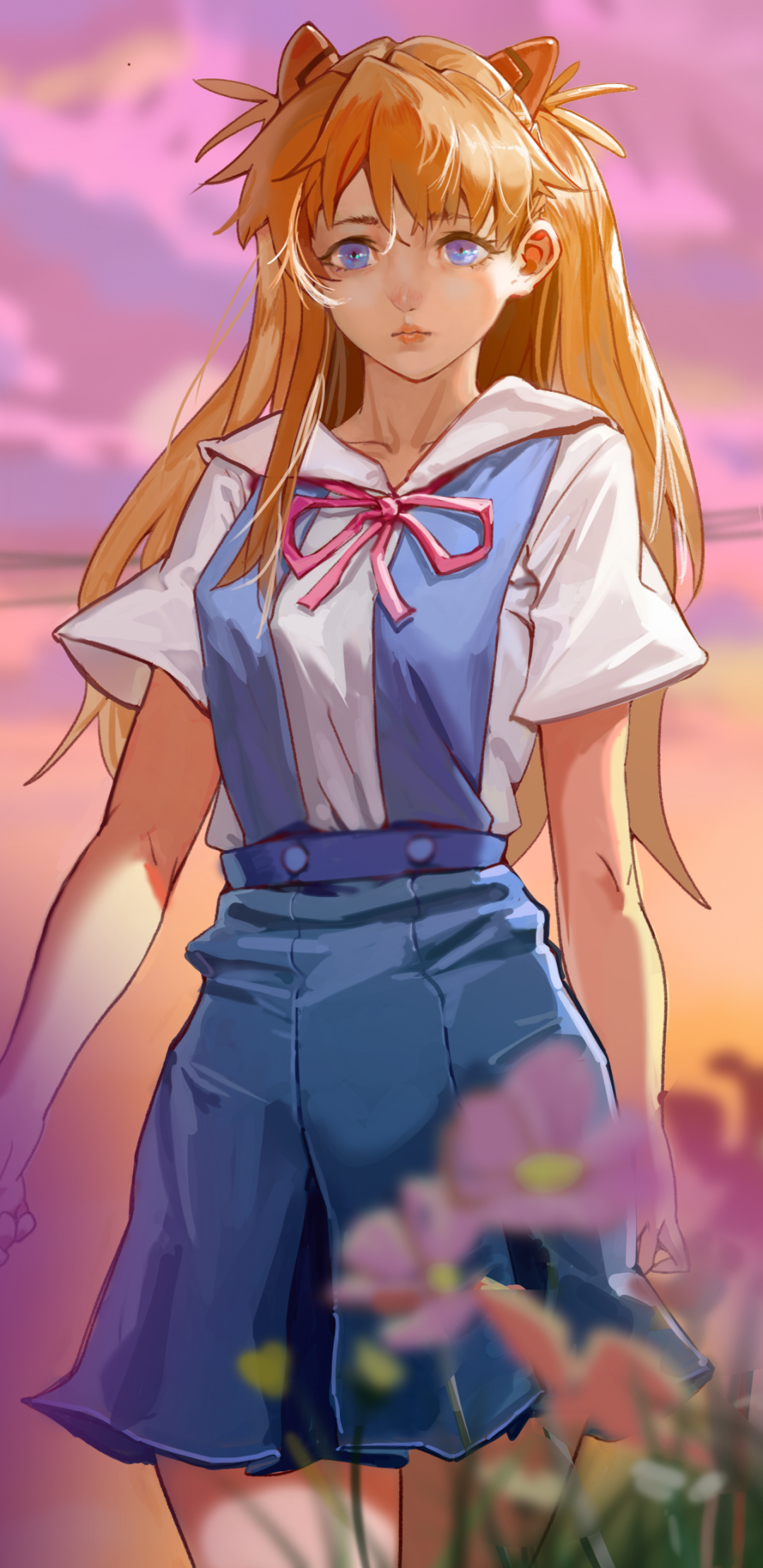 Descarga gratuita de fondo de pantalla para móvil de Evangelion, Ojos Azules, Animado, Pelo Largo, Uniforme Escolar, Neon Genesis Evangelion, Asuka Langley Sohryu, Pelo Naranja.