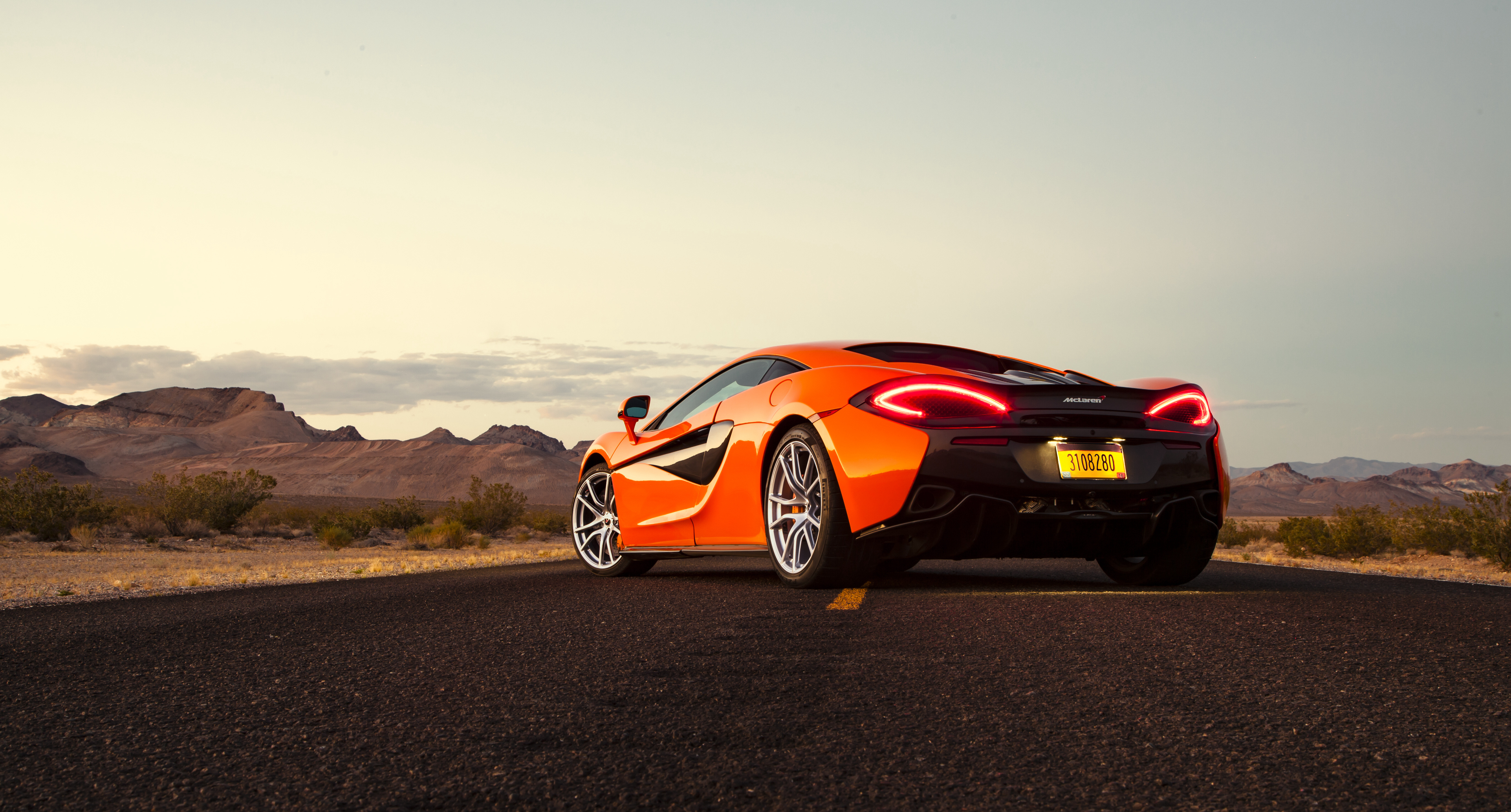 mclaren, rear view, back view, cars, orange, 570s HD wallpaper