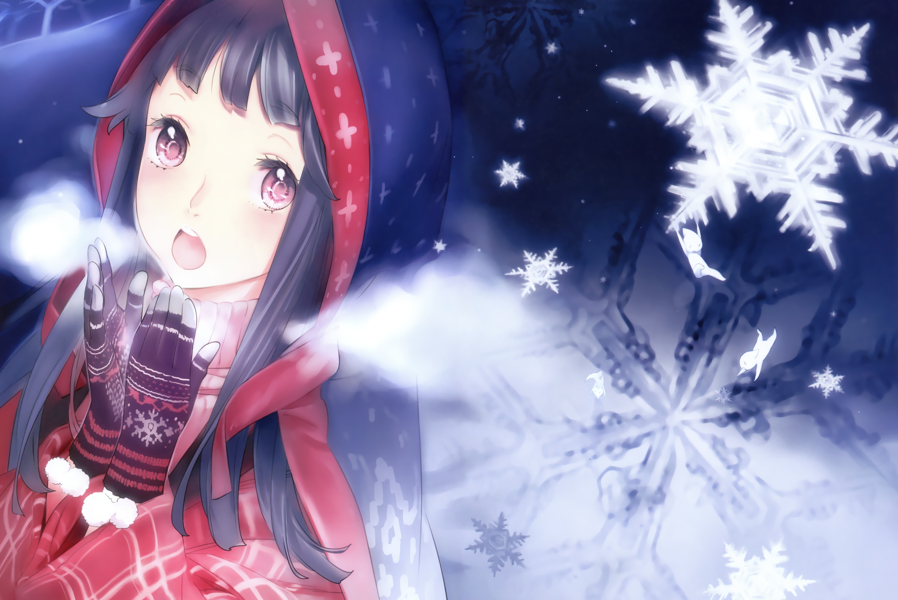 567592 baixar papel de parede anime, original, floco de neve, inverno - protetores de tela e imagens gratuitamente
