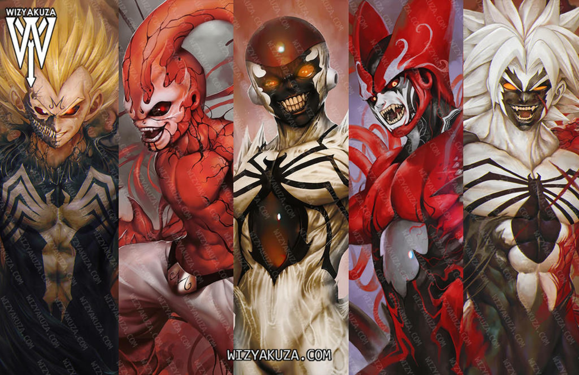Free download wallpaper Anime, Crossover, Dragon Ball Z, Venom, Goku, Vegeta (Dragon Ball), Cell (Dragon Ball), Frieza (Dragon Ball), Majin Buu, Super Saiyan 4 on your PC desktop