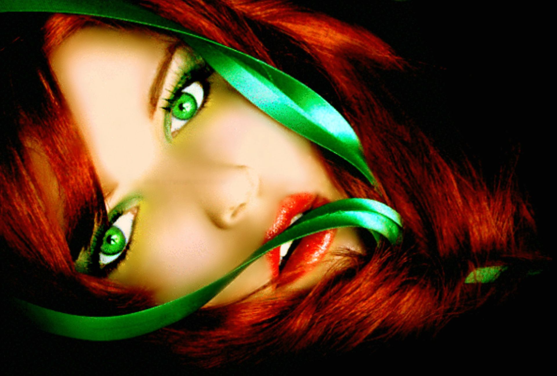 PCデスクトップにファンタジー, 赤毛, 女性, 緑の目画像を無料でダウンロード