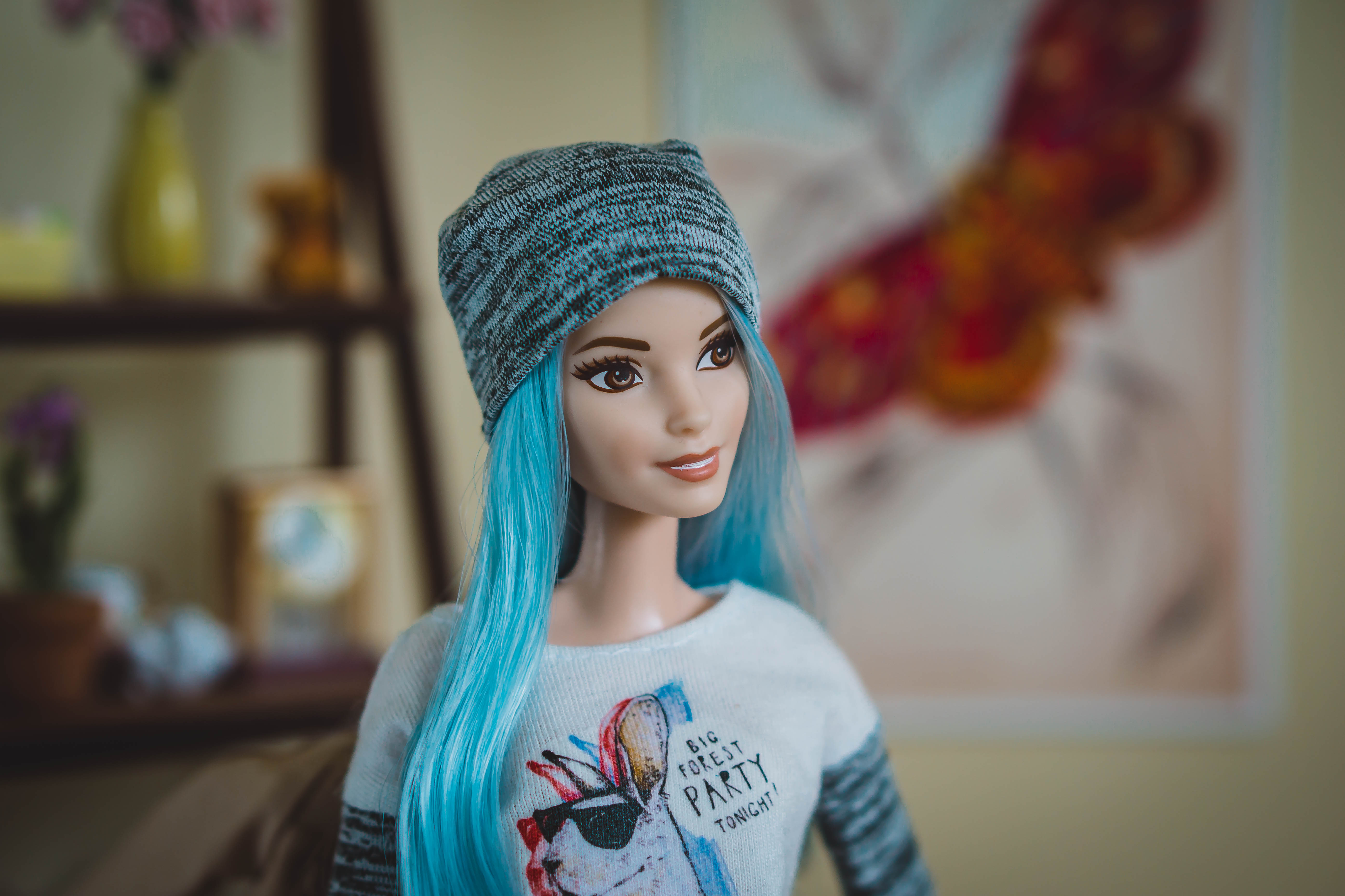 barbie, doll, miscellanea, miscellaneous, cap, style, fashion, blue hair