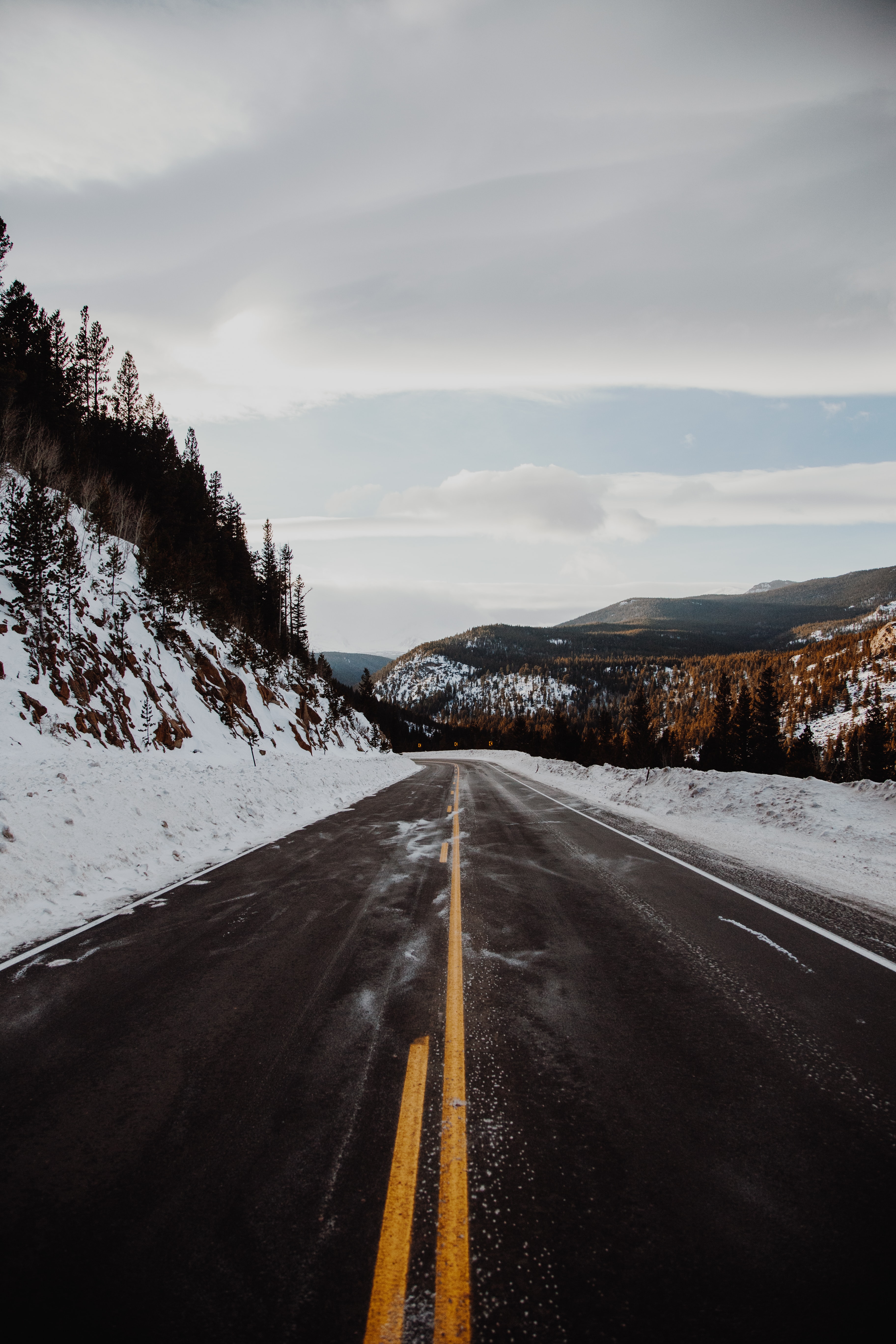 Free download wallpaper Snow, Road, Hills, Snow Covered, Snowbound, Nature, Markup on your PC desktop