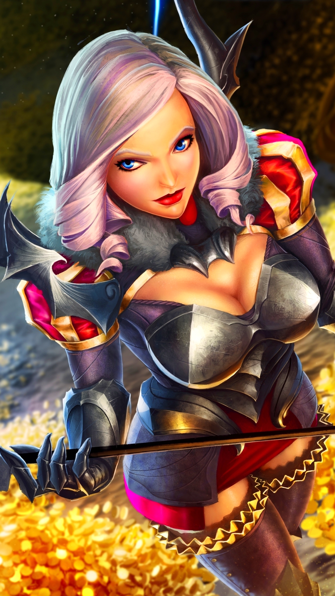 Download mobile wallpaper Gold, Arrow, League Of Legends, Armor, Blue Eyes, Video Game, White Hair, Woman Warrior, Ashe (League Of Legends) for free.