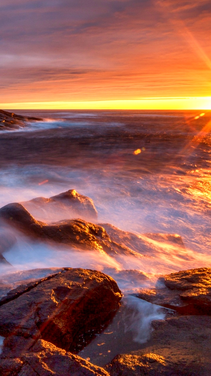 Descarga gratuita de fondo de pantalla para móvil de Naturaleza, Amanecer, Horizonte, Océano, Tierra/naturaleza.