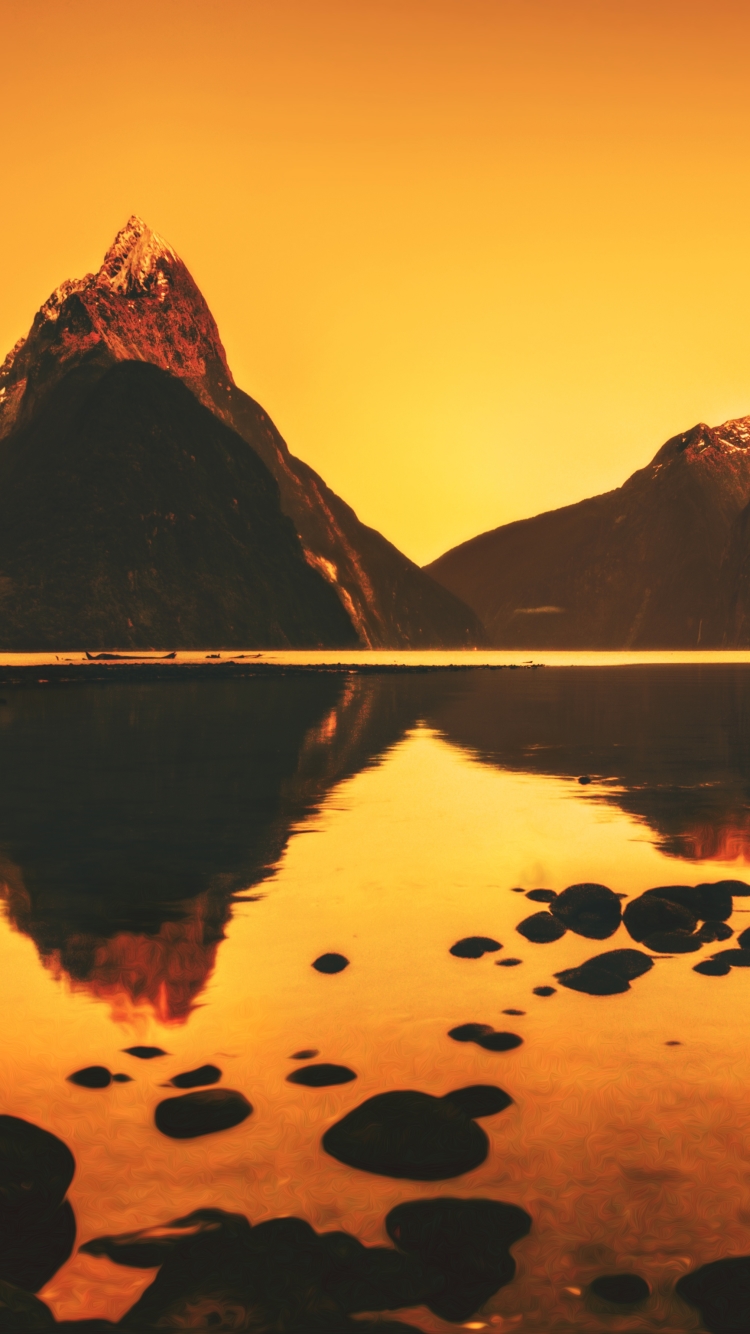 Téléchargez des papiers peints mobile Montagne, Réflexion, Nouvelle Zélande, Fjord, Détroit De Milford, Terre/nature, Réflection, Pic D'onglet gratuitement.