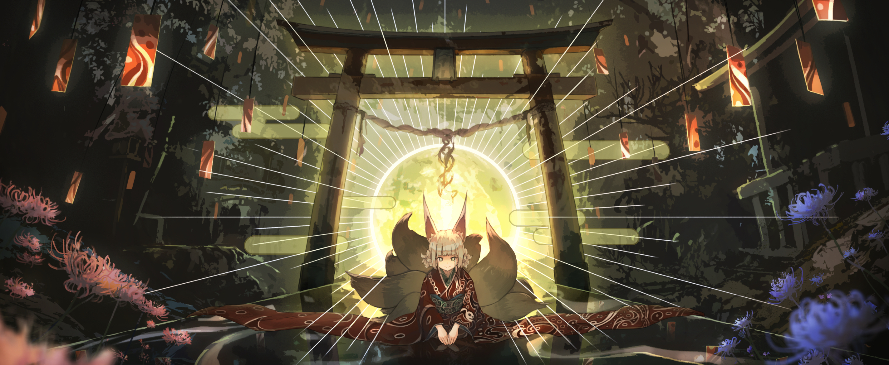 Free download wallpaper Anime, Girl, Kimono, Shrine, Animal Ears on your PC desktop