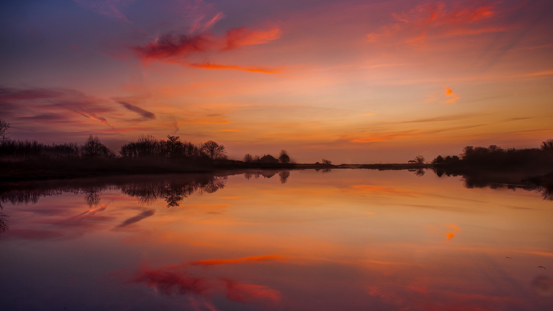 Laden Sie das Horizont, See, Sonnenaufgang, Fotografie, Himmel, Spiegelung, Orange Farbe)-Bild kostenlos auf Ihren PC-Desktop herunter