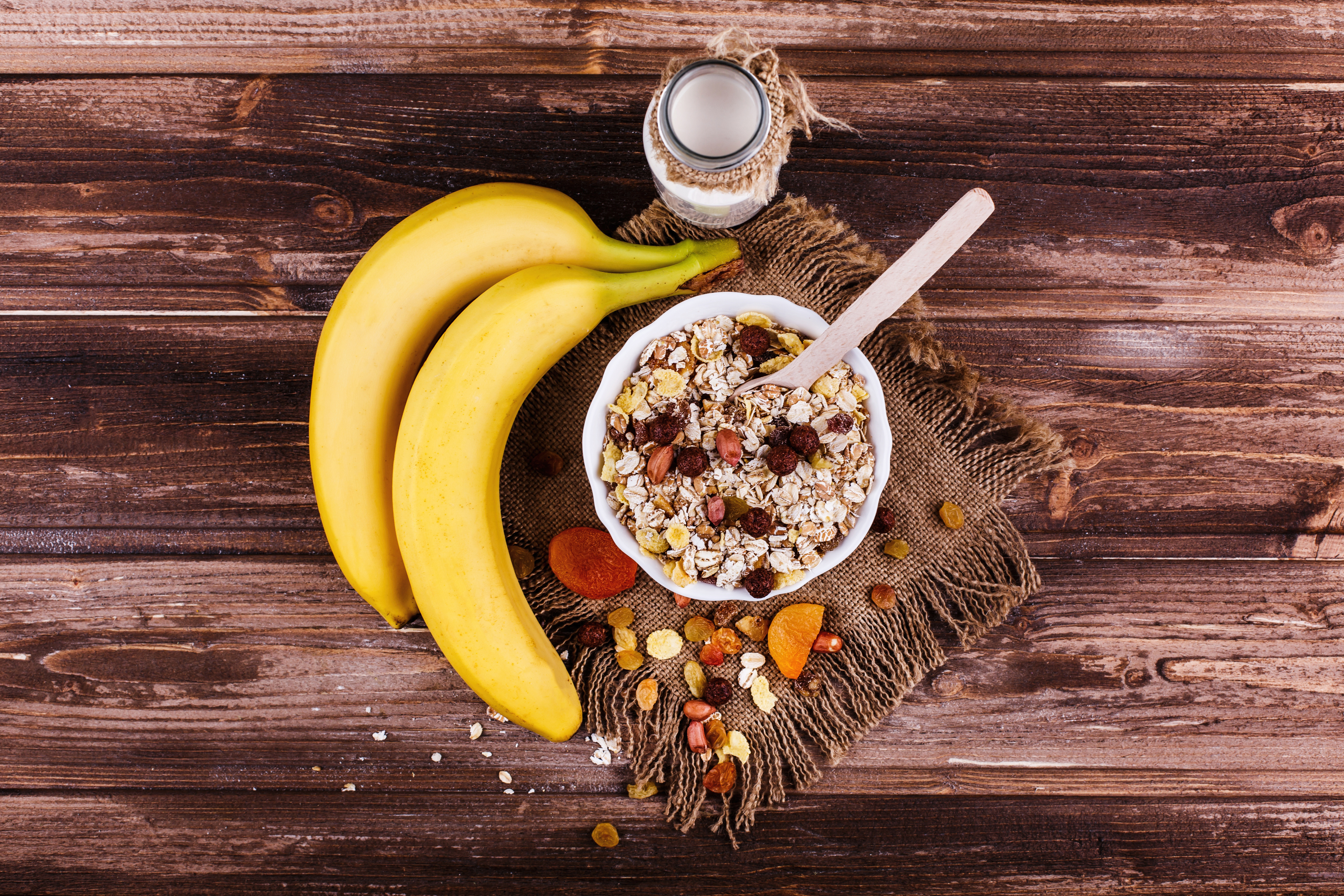 Download mobile wallpaper Food, Still Life, Banana, Muesli, Breakfast for free.