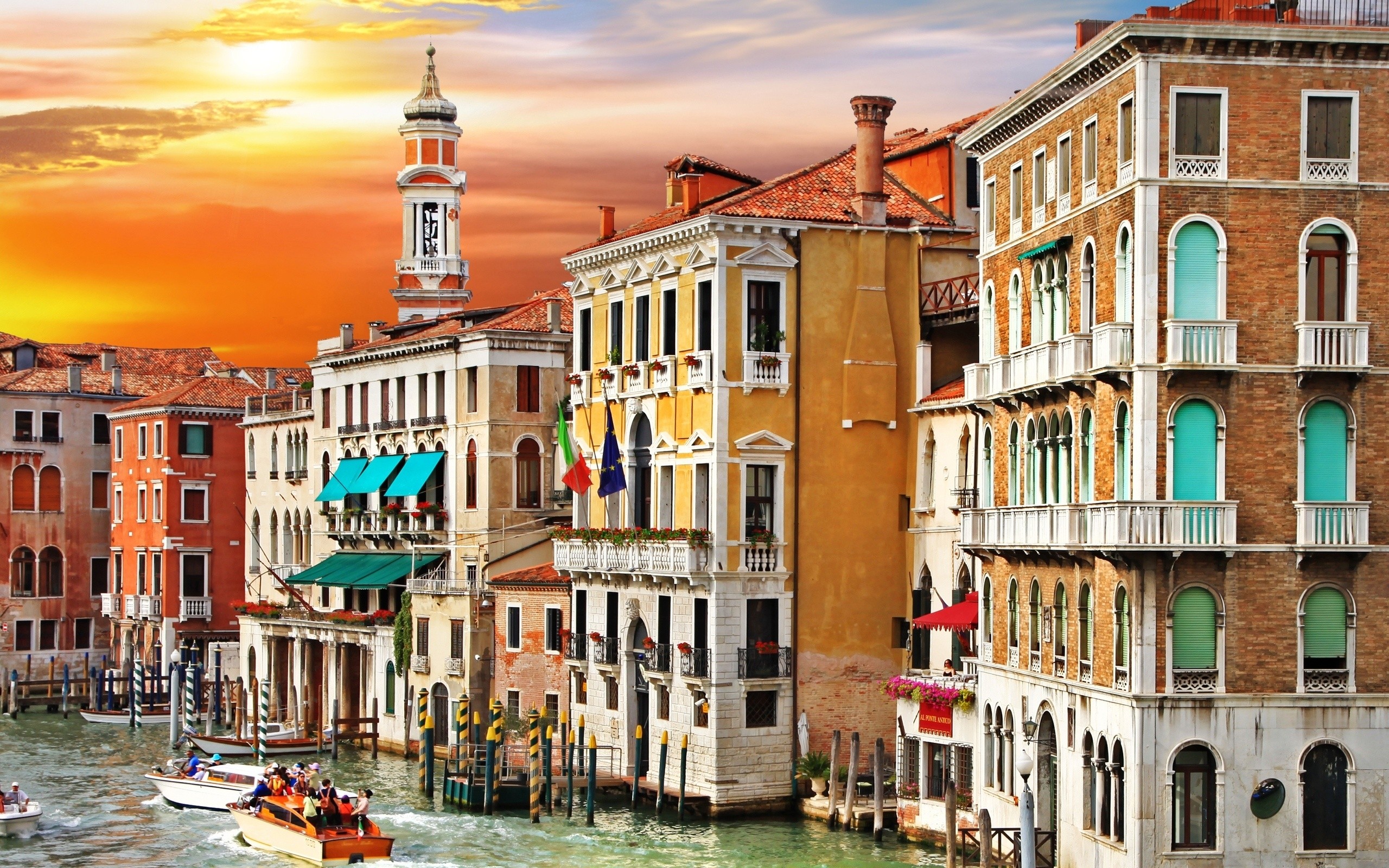 377202画像をダウンロードマンメイド, ヴェネツィア, 建物, カラフル, 大運河, イタリア, 日没, 都市-壁紙とスクリーンセーバーを無料で