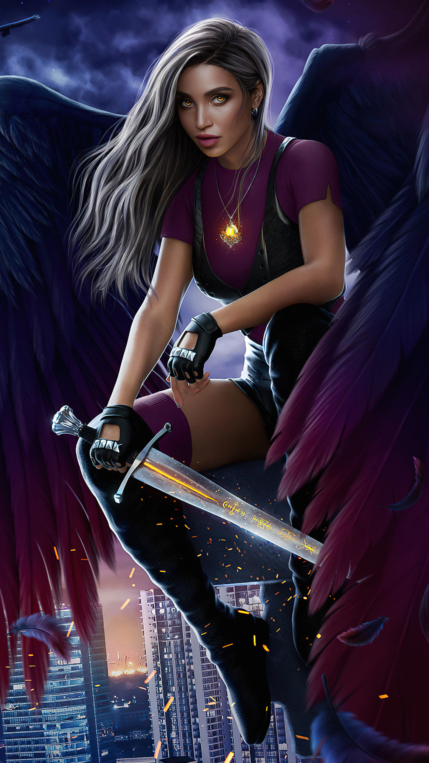 Download mobile wallpaper Fantasy, Angel, Sword, Angel Warrior for free.