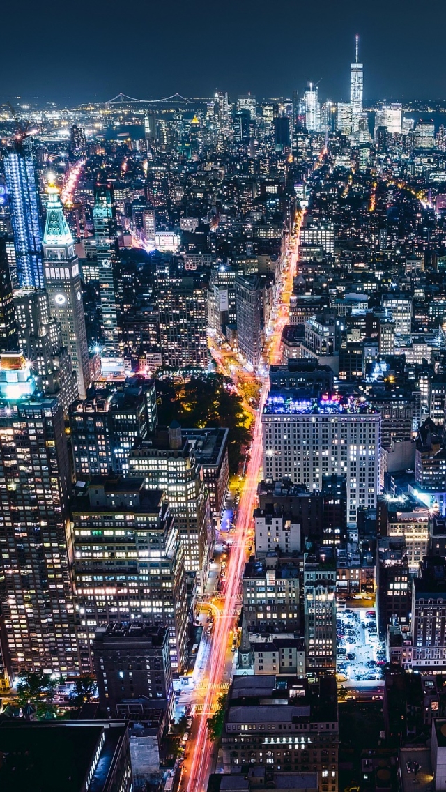 無料モバイル壁紙都市, 街, 超高層ビル, 建物, 地平線, 光, ニューヨーク, 夜, アメリカ合衆国, マンメイド, 街並みをダウンロードします。