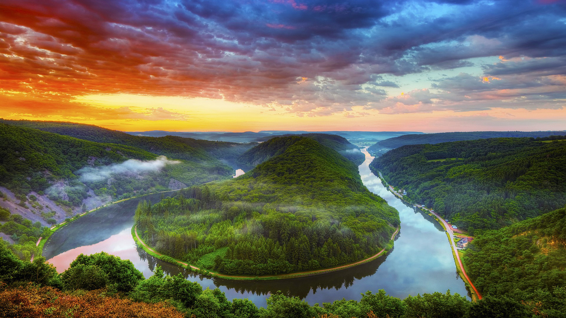 Laden Sie das Wasser, Wald, Fluss, Wolke, Sonnenuntergang, Erde/natur-Bild kostenlos auf Ihren PC-Desktop herunter