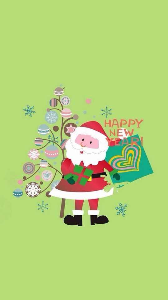 無料モバイル壁紙新年, クリスマス, クリスマスツリー, サンタ, ホリデー, あけましておめでとうをダウンロードします。