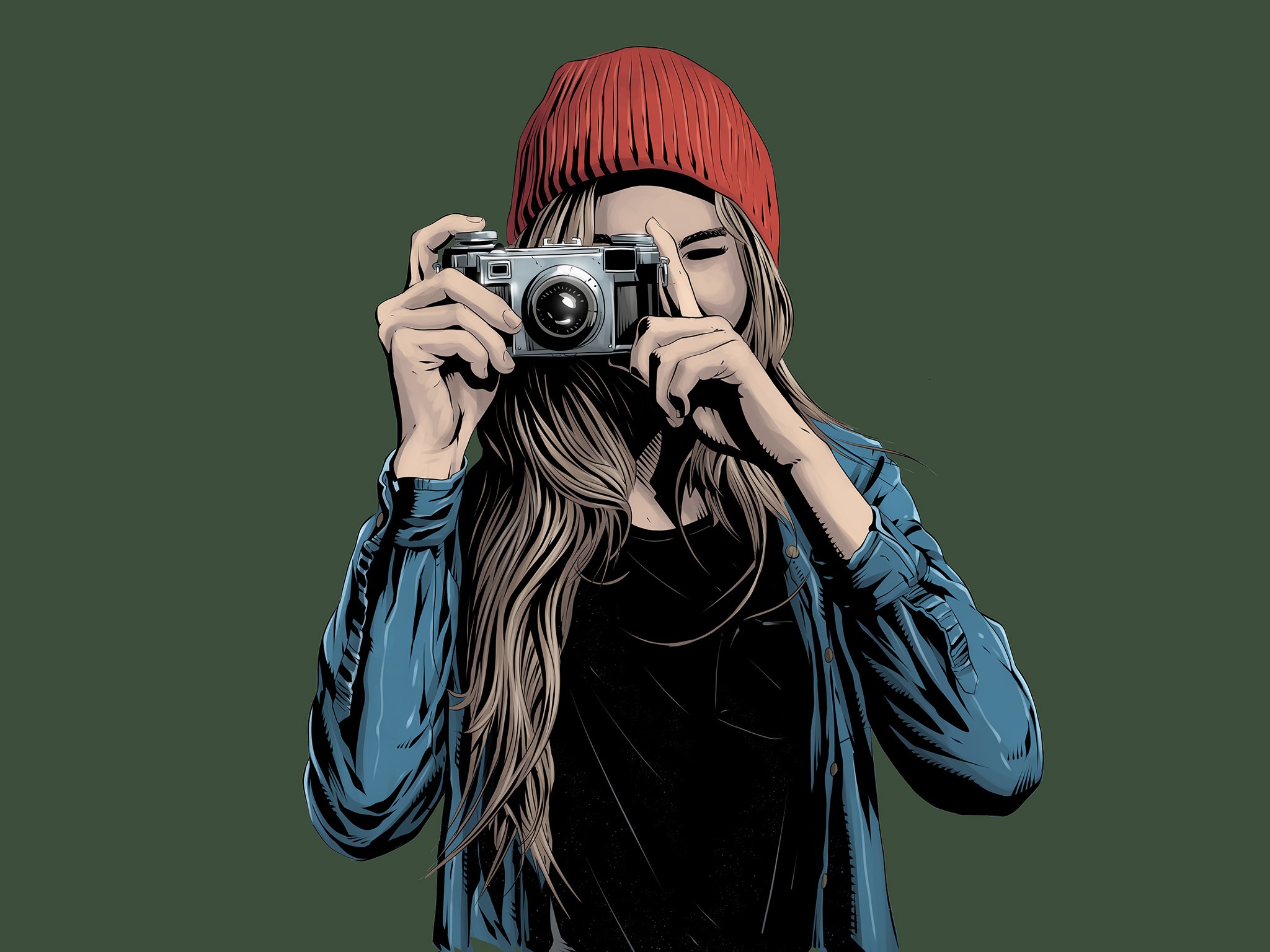 girl, photographer, art, vector HD wallpaper