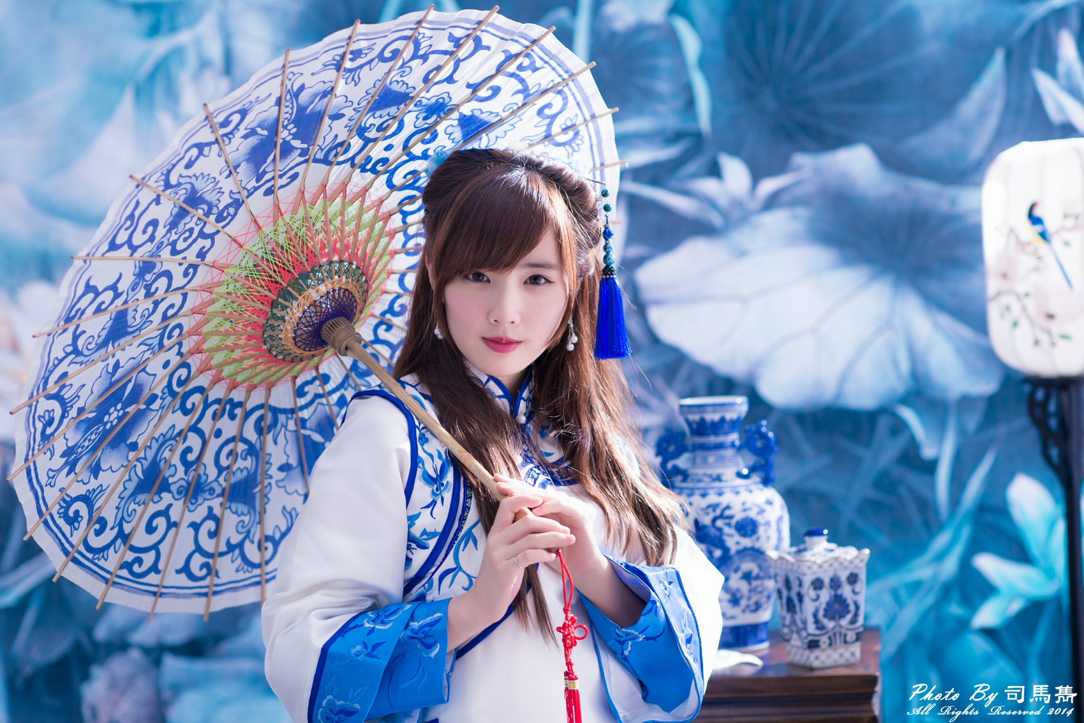 Free download wallpaper Umbrella, Model, Women, Asian, Taiwanese, Traditional Costume, Yu Chen Zheng on your PC desktop