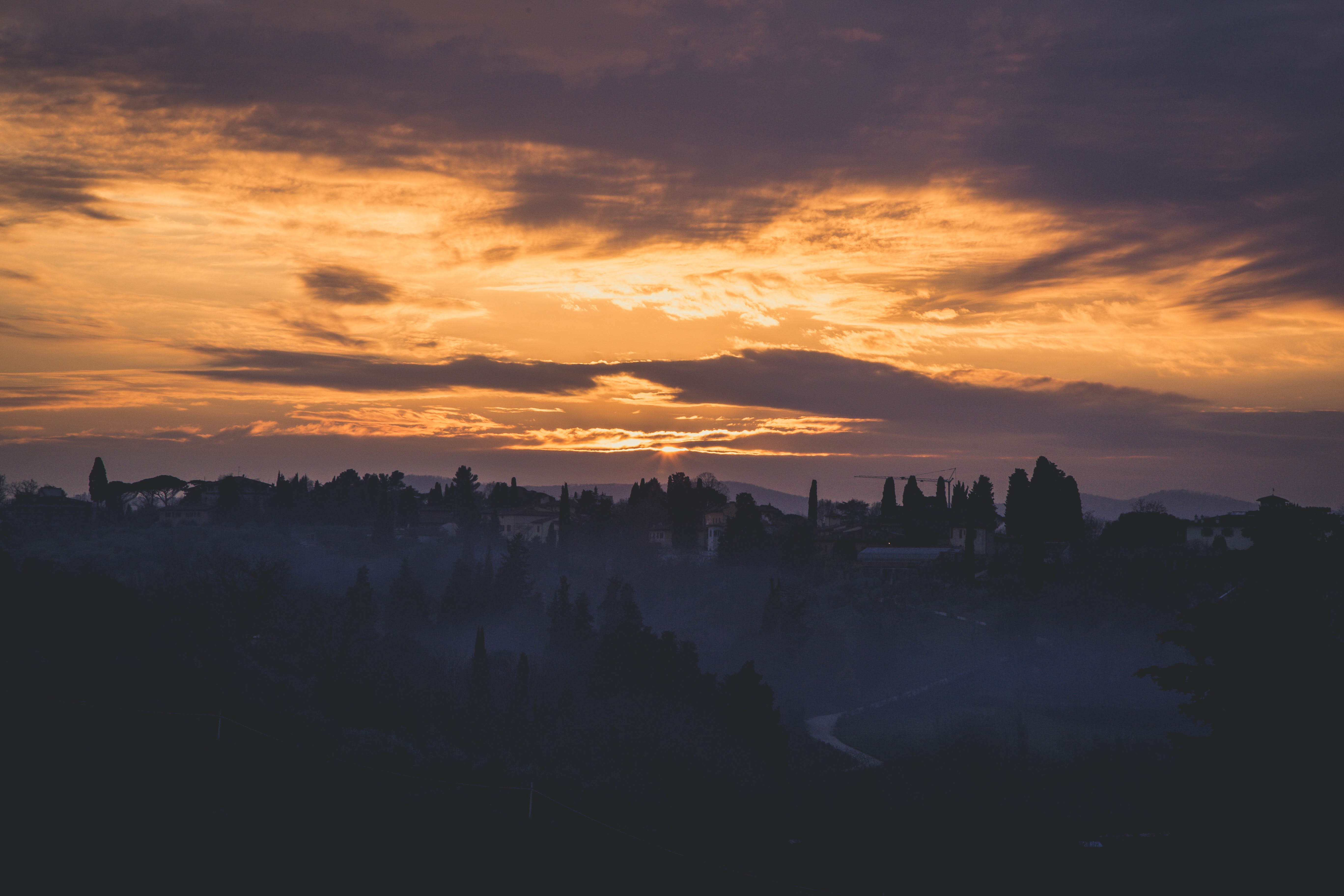 Free download wallpaper Nature, Sky, Fog, Florence, Dawn, Italy on your PC desktop