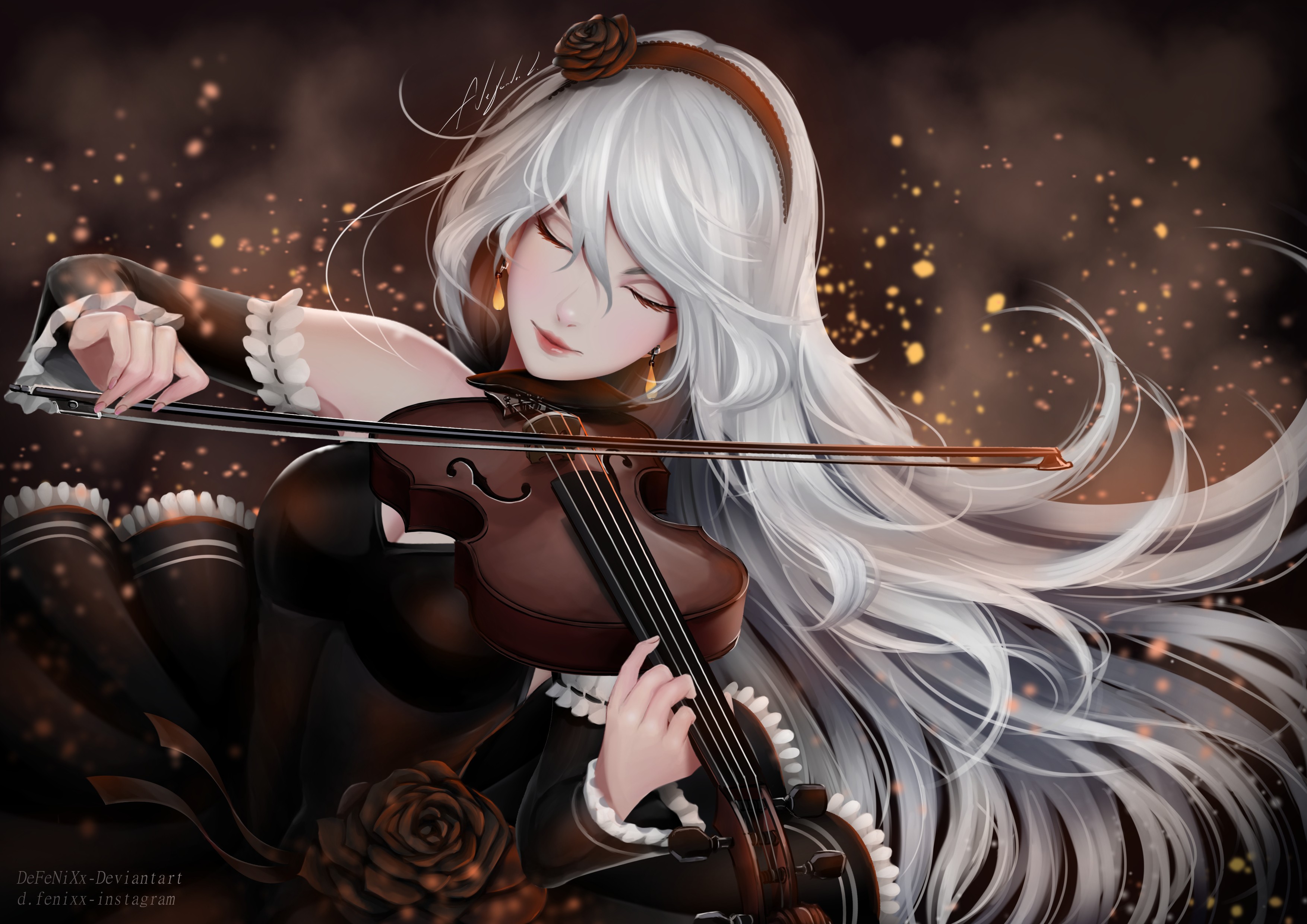 Laden Sie das Musik, Violine, Animes, Lange Haare-Bild kostenlos auf Ihren PC-Desktop herunter
