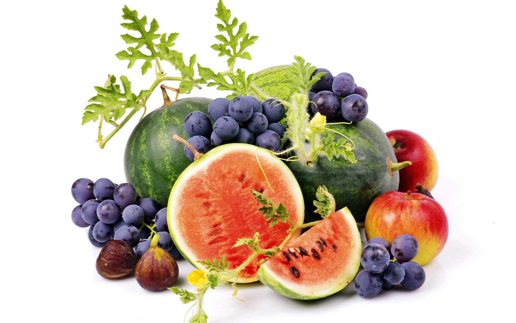 fruits, food, grapes, watermelons