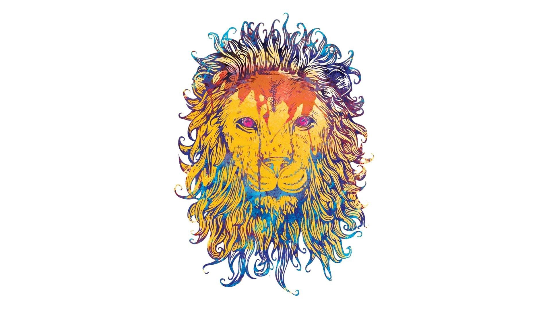 64956 descargar imagen vector, imagen, dibujo, un leon, león, vistoso, colorido, rey de las bestias, rey: fondos de pantalla y protectores de pantalla gratis