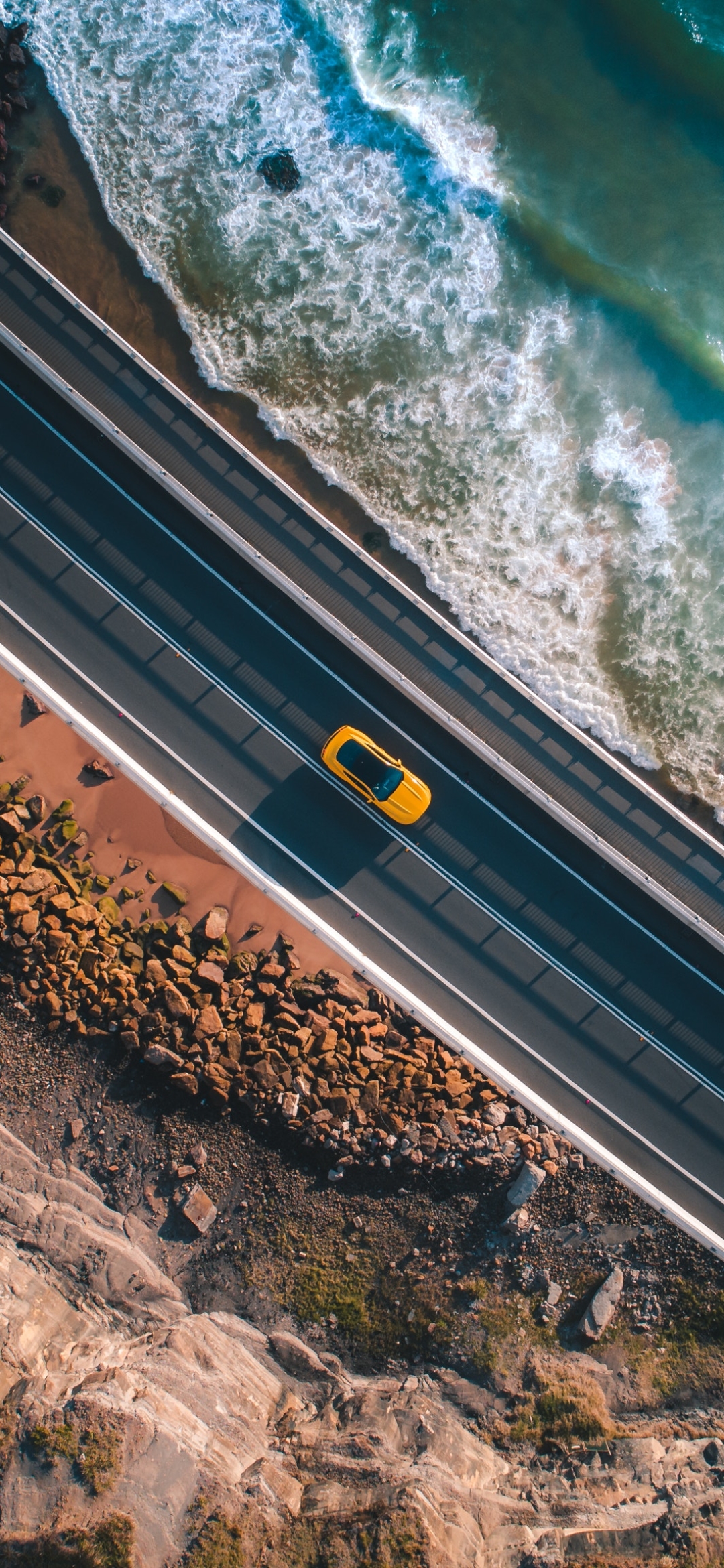 Download mobile wallpaper Car, Photography, Aerial, Yellow Car for free.