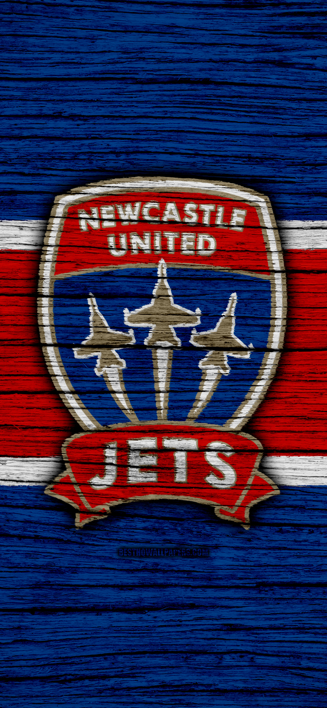 Baixar papel de parede para celular de Esportes, Futebol, Logotipo, Emblema, Newcastle Jets Fc gratuito.