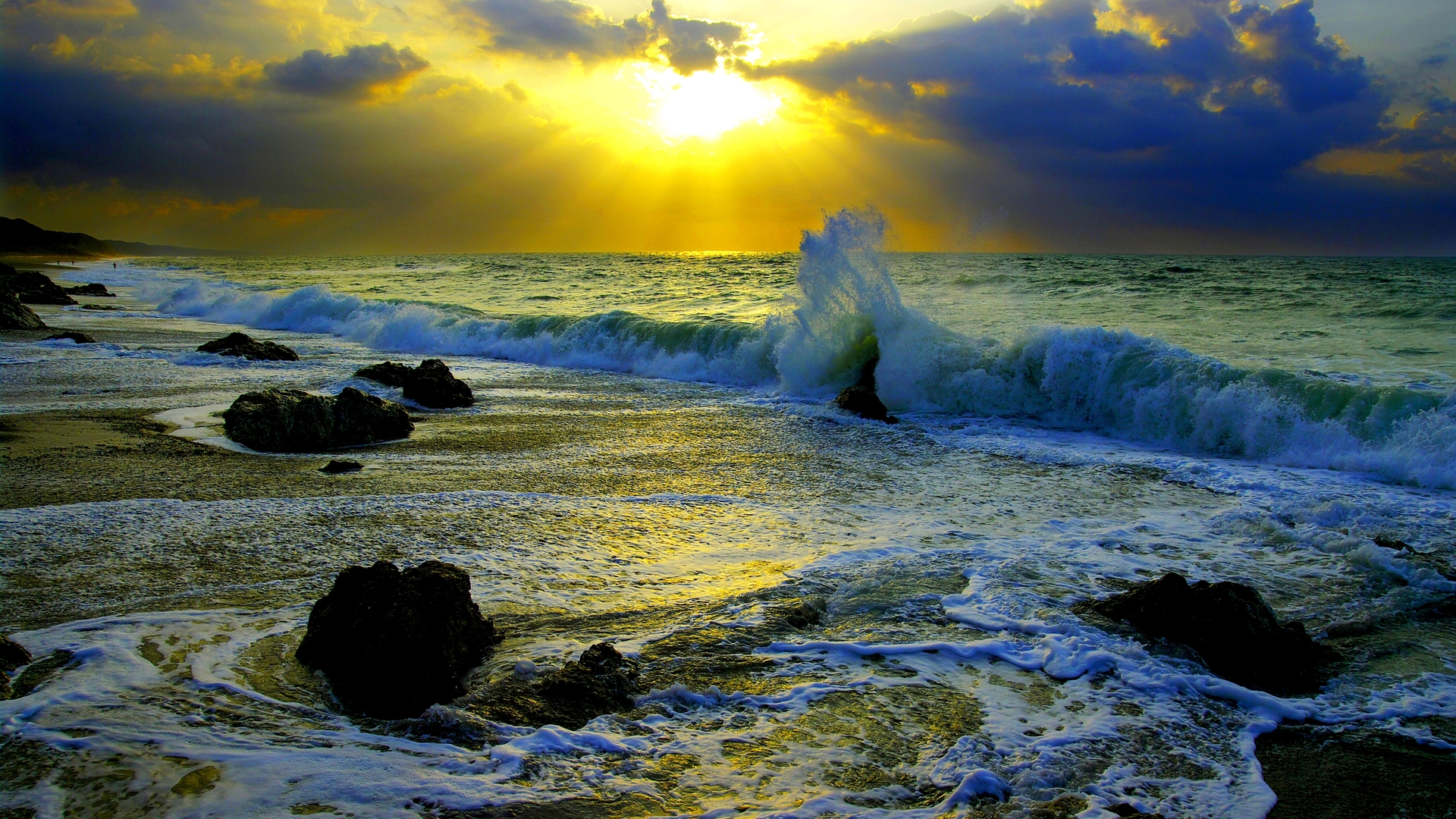 Free download wallpaper Sunset, Sky, Sea, Horizon, Ocean, Earth, Cloud, Sunbeam on your PC desktop