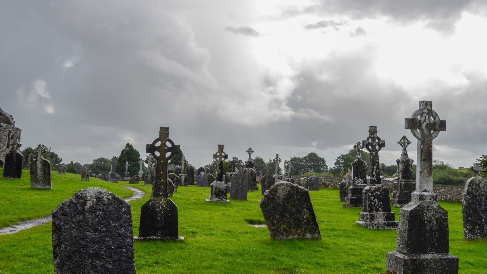 Handy-Wallpaper Irland, Kreuz, Kloster, Religiös, Friedhof, Clonmacnoise, Clonmacnoise Kloster kostenlos herunterladen.