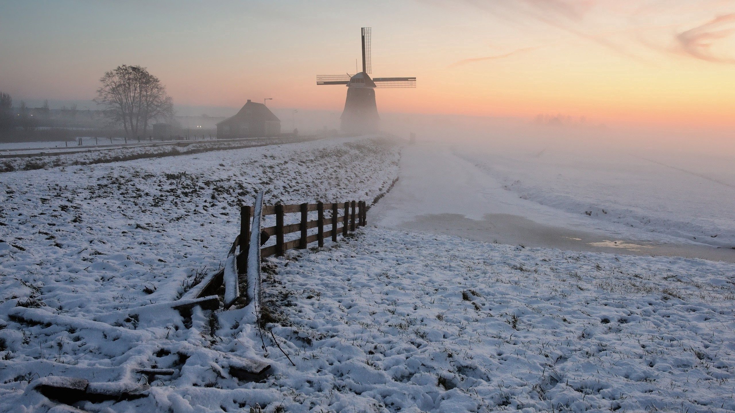 Laden Sie das Natur, Schnee, Mühle, Winter-Bild kostenlos auf Ihren PC-Desktop herunter