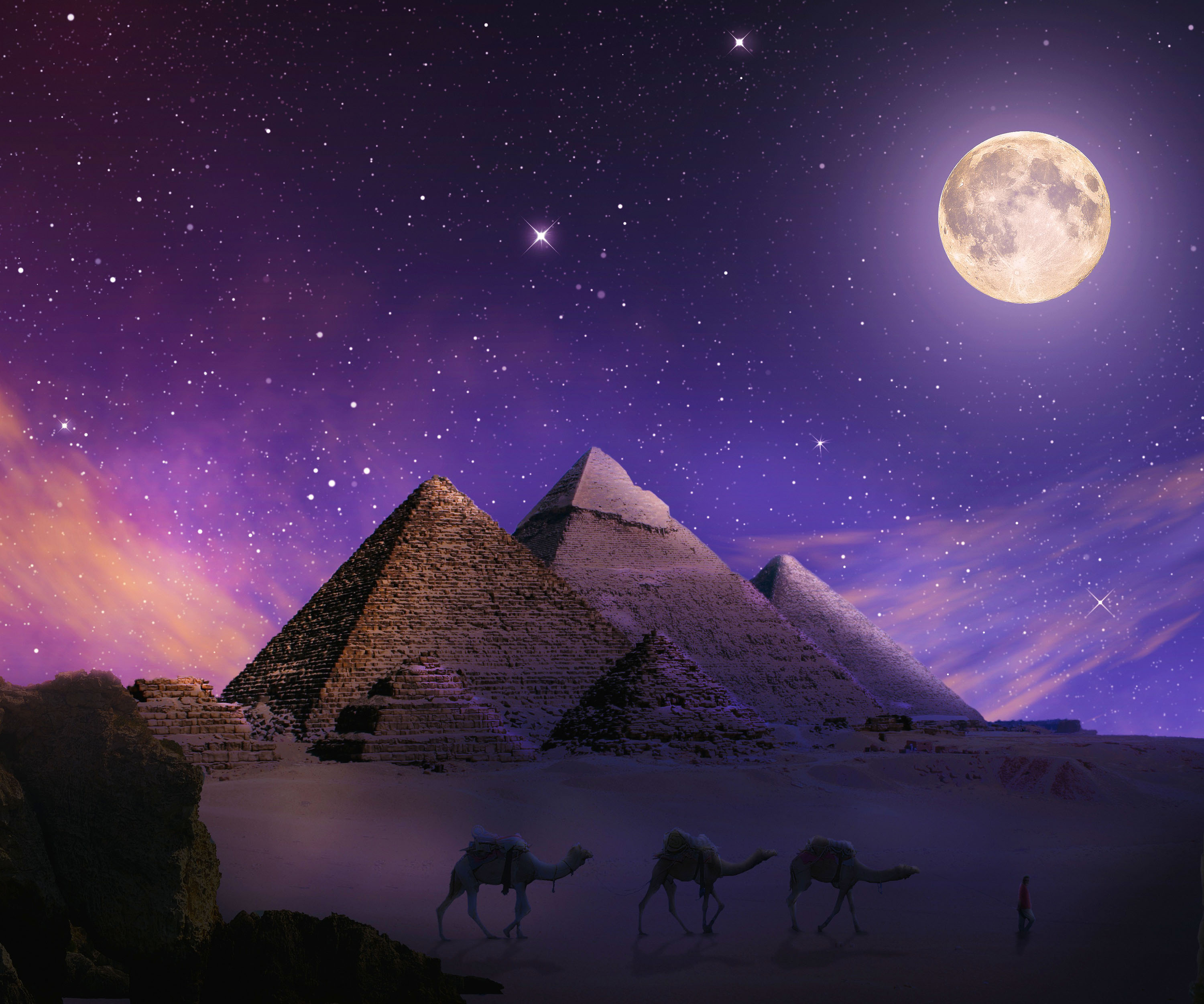 926473 descargar fondo de pantalla egipto, hecho por el hombre, pirámide, camello: protectores de pantalla e imágenes gratis