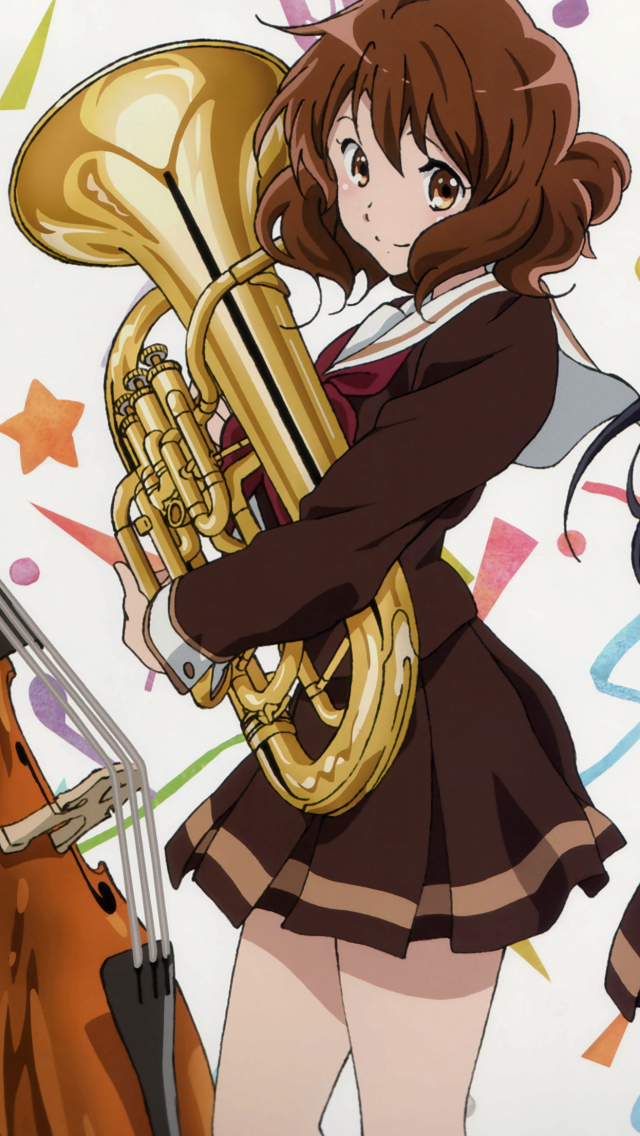 Handy-Wallpaper Rock, Schuluniform, Braune Augen, Animes, Schwarzes Haar, Lange Haare, Braune Haare, Kurzes Haar, Hibike! Euphonium kostenlos herunterladen.