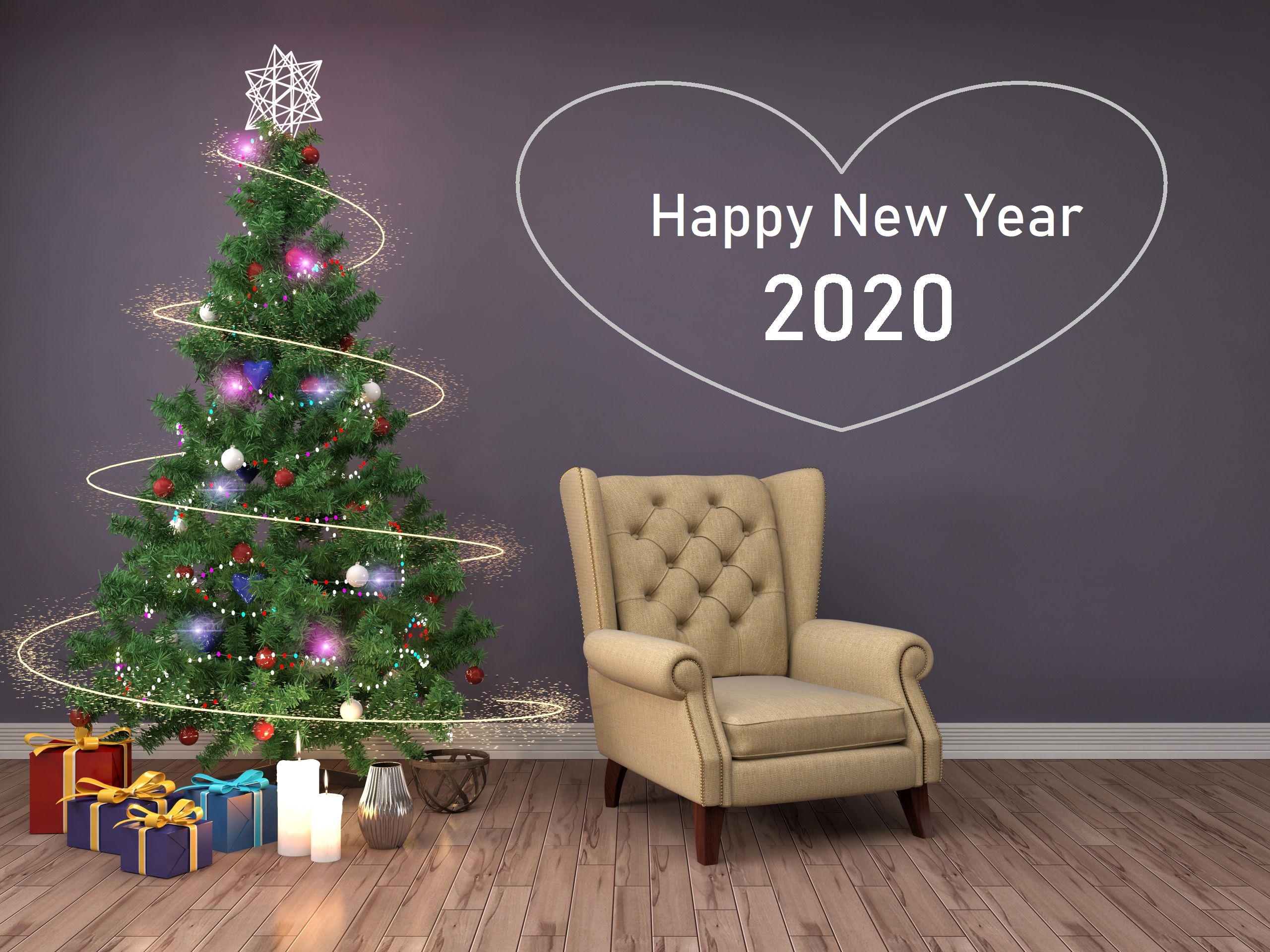 PCデスクトップにクリスマスツリー, ホリデー, あけましておめでとう, 2020年新年画像を無料でダウンロード