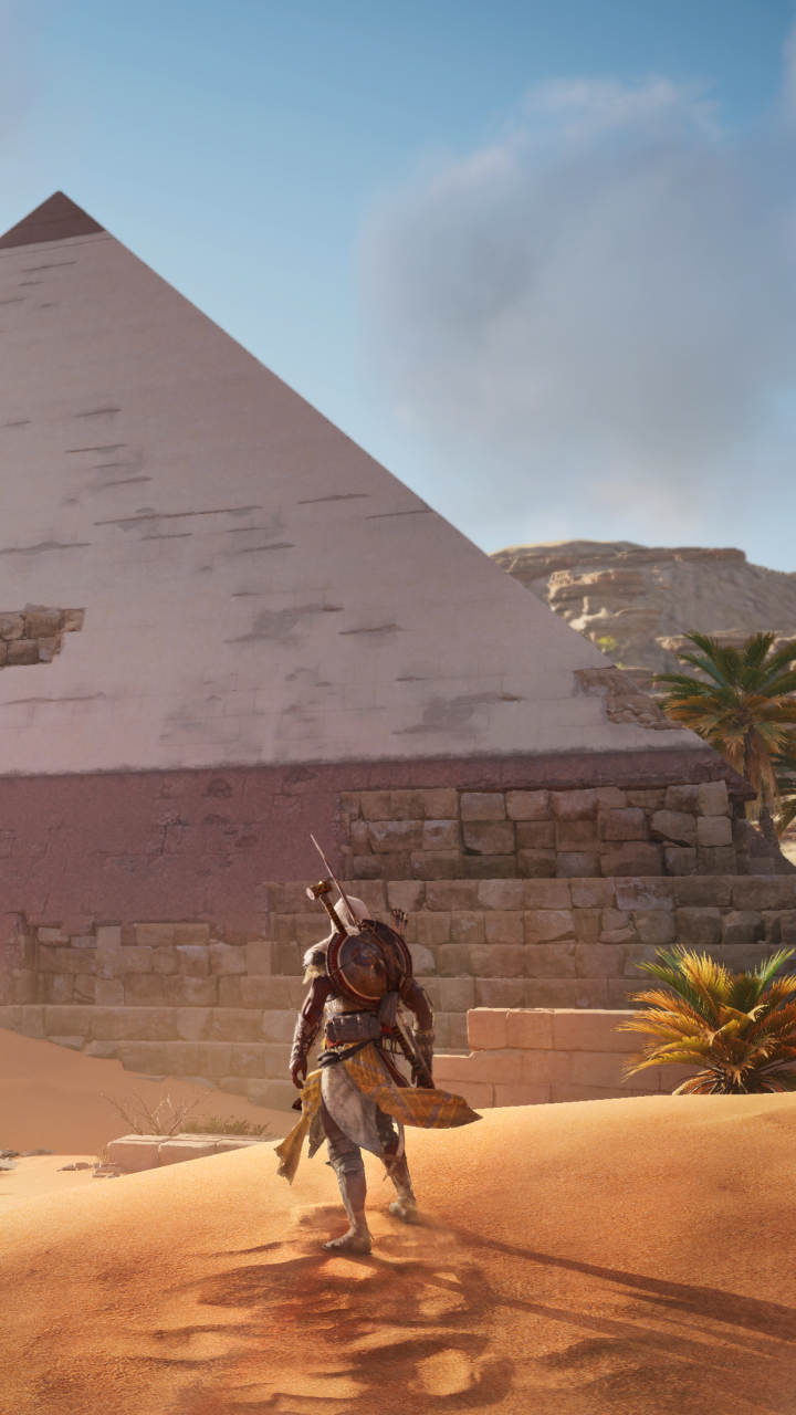 Скачать картинку Пирамида, Видеоигры, Кредо Ассасина, Assassin's Creed: Истоки, Байек Сива в телефон бесплатно.