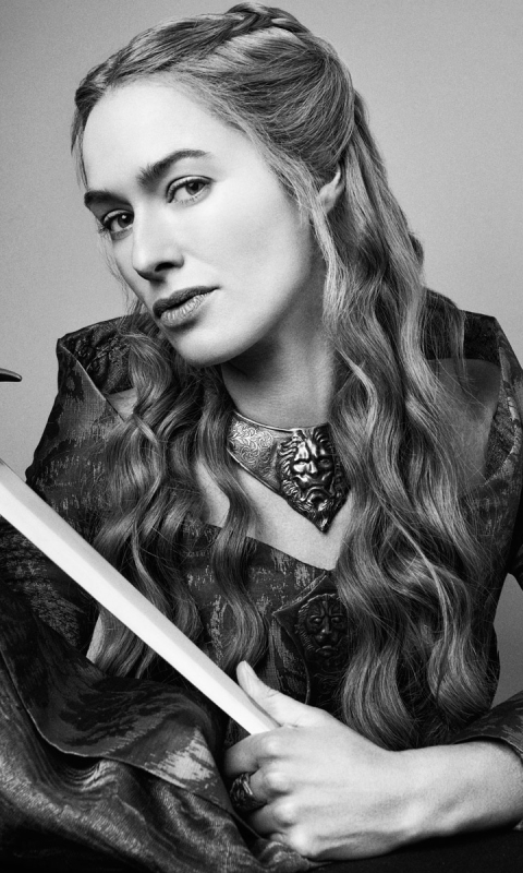Download mobile wallpaper Game Of Thrones, Tv Show, Black & White, Lena Headey, Cersei Lannister for free.