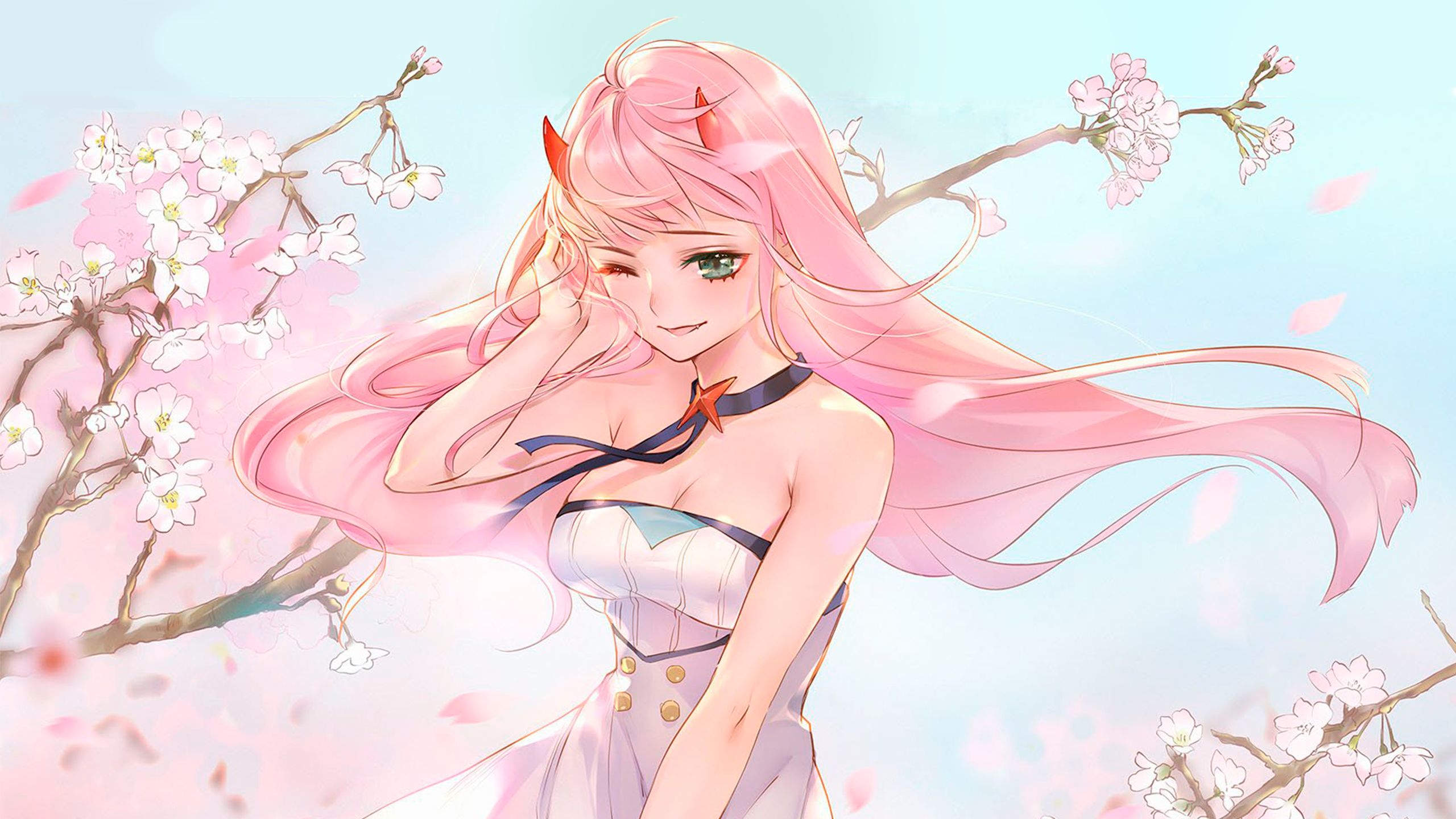 Download mobile wallpaper Anime, Cherry Blossom, Darling In The Franxx, Zero Two (Darling In The Franxx) for free.